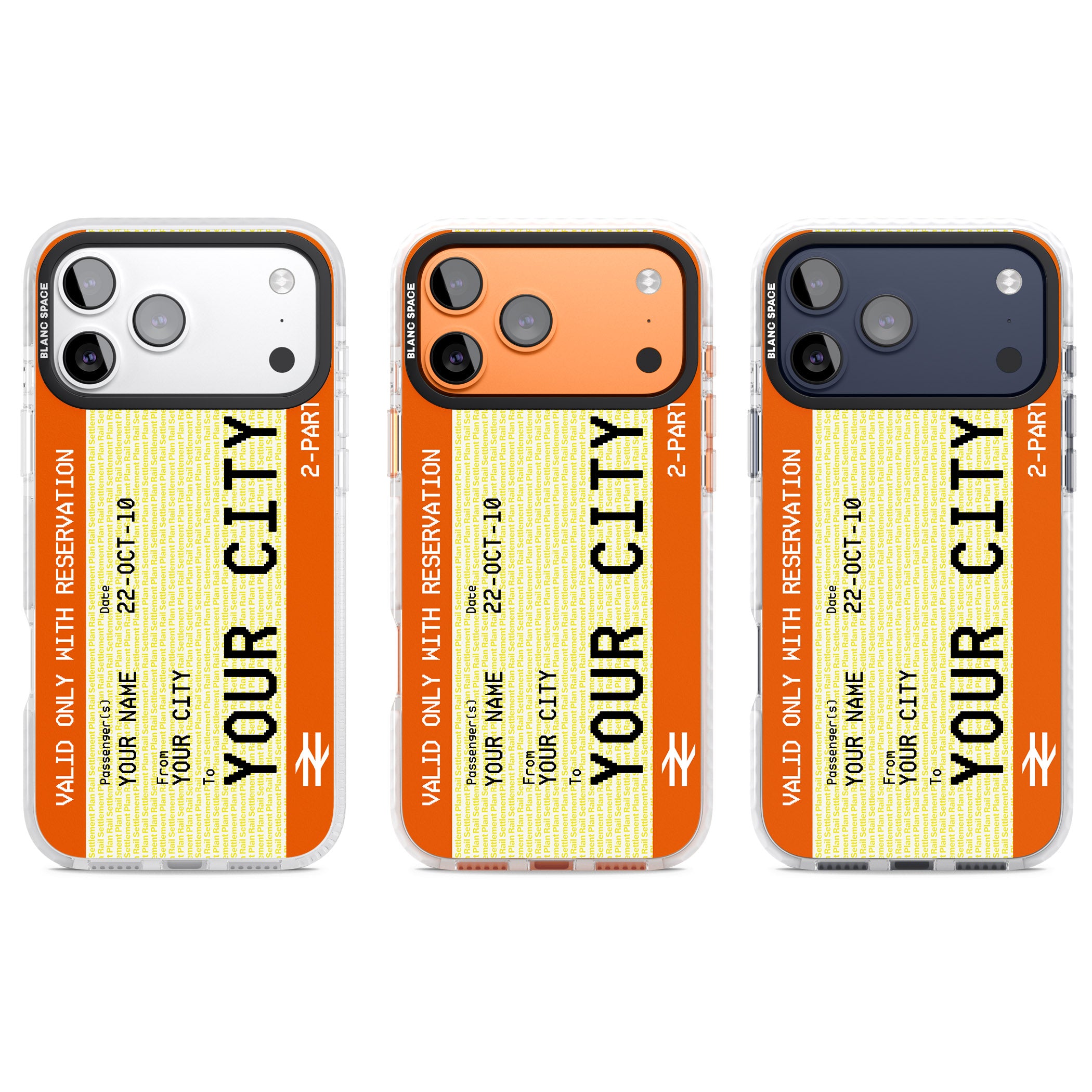 Personalised Create Your Own Train Ticket iPhone 17 Pro Impact Pro Clear Phone Case APT Impact Protection