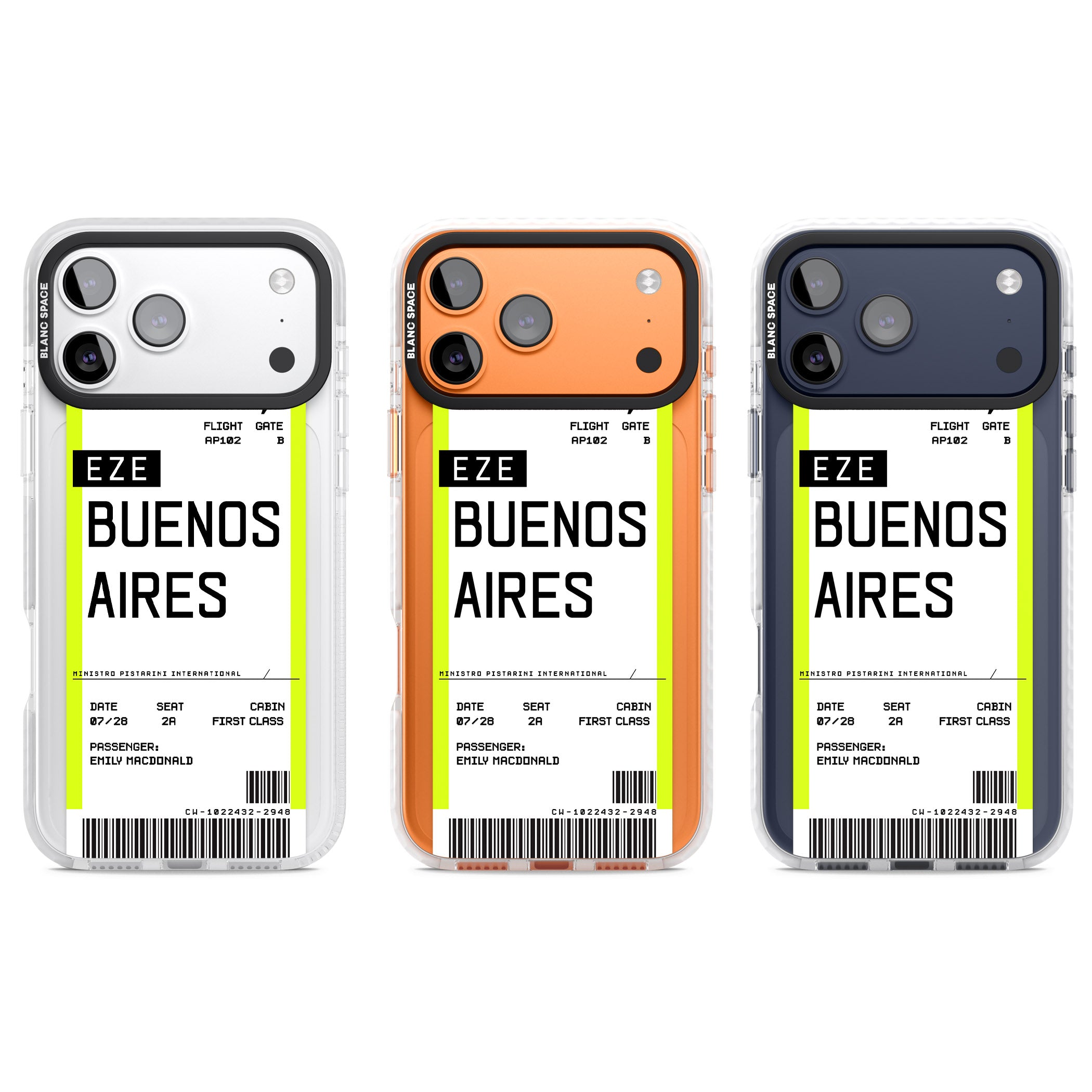 Personalised Buenos Aires Boarding Pass iPhone 17 Pro Impact Pro Clear Phone Case APT Impact Protection