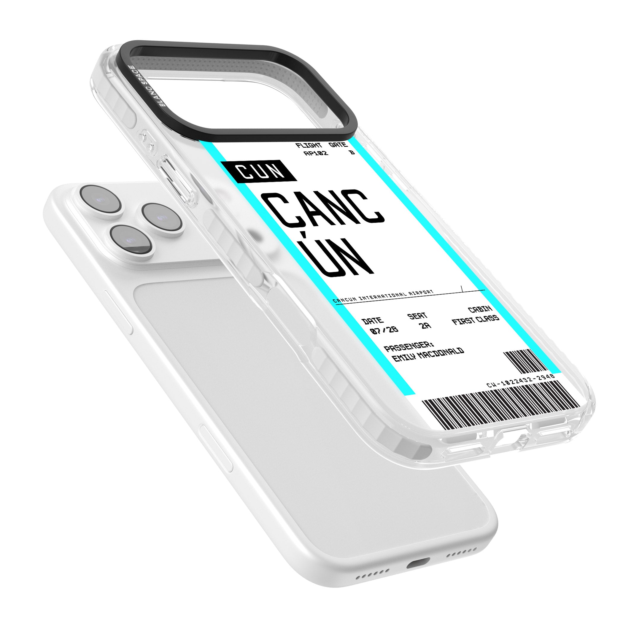 Personalised Cancún Boarding Pass iPhone 17 Pro Impact Pro Clear Phone Case Colours