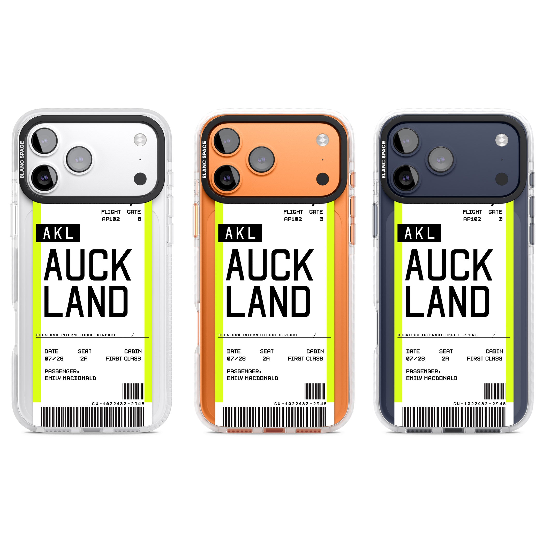 Personalised Auckland Boarding Pass iPhone 17 Pro Impact Pro Clear Phone Case APT Impact Protection