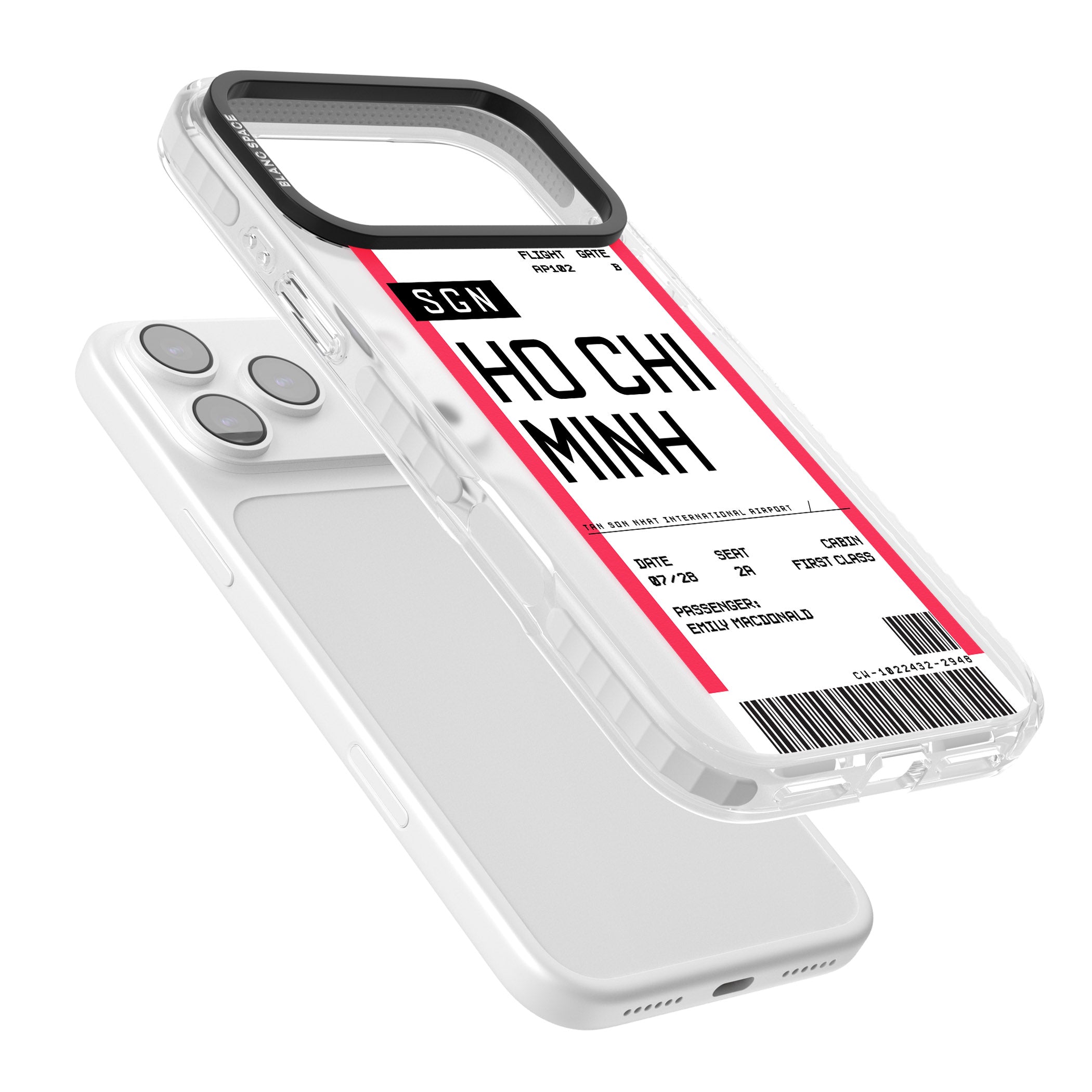 Personalised Ho Chi Minh Boarding Pass iPhone 17 Pro Impact Pro Clear Phone Case Colours