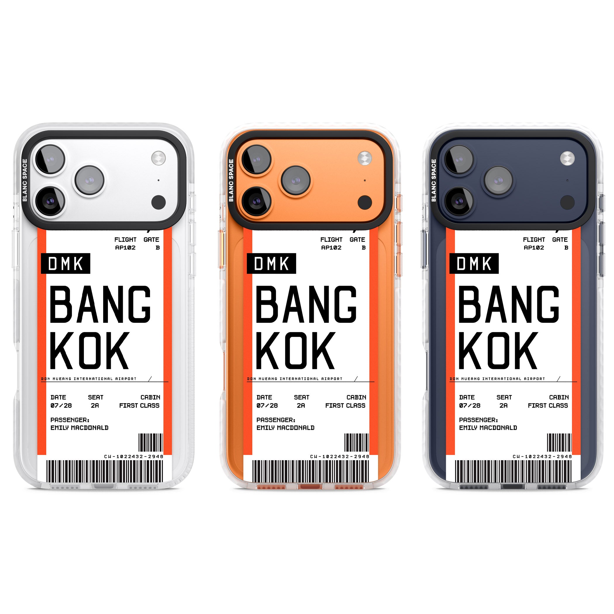 Personalised Bangkok Boarding Pass iPhone 17 Pro Impact Pro Clear Phone Case APT Impact Protection