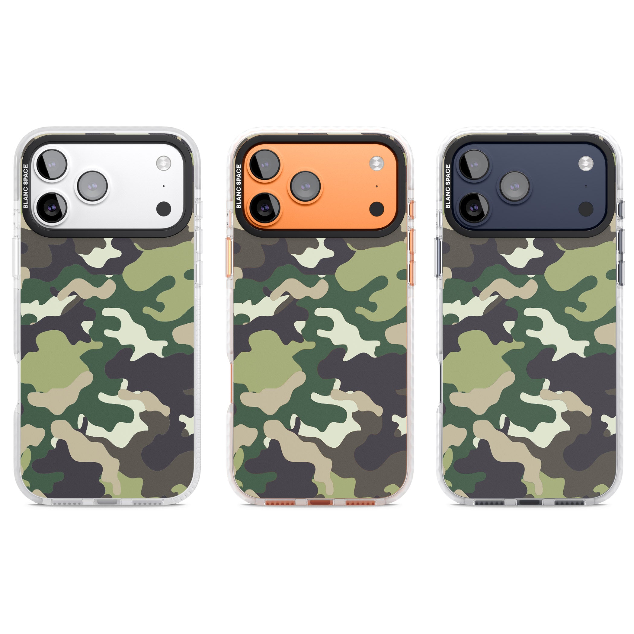 Green Camo iPhone 17 Pro Impact Pro Clear Phone Case APT Impact Protection