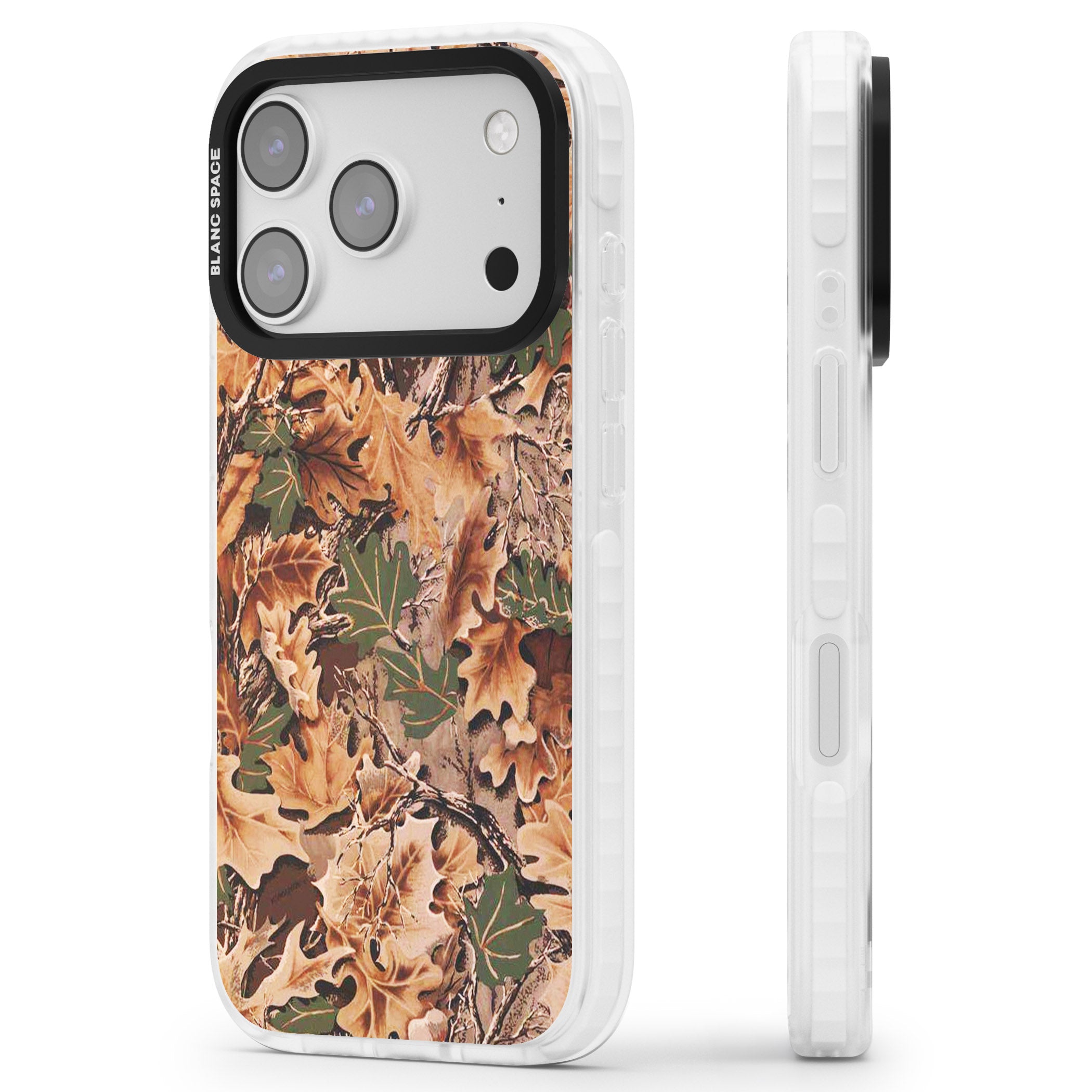 Leaves Camo iPhone 17 Pro Max Impact Pro Clear Phone Case Side Profile