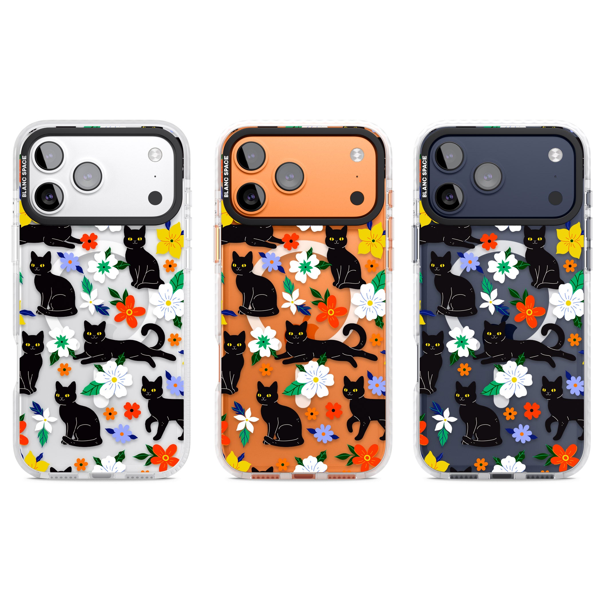 Cats Flowers iPhone 17 Pro Impact Pro Clear Phone Case APT Impact Protection