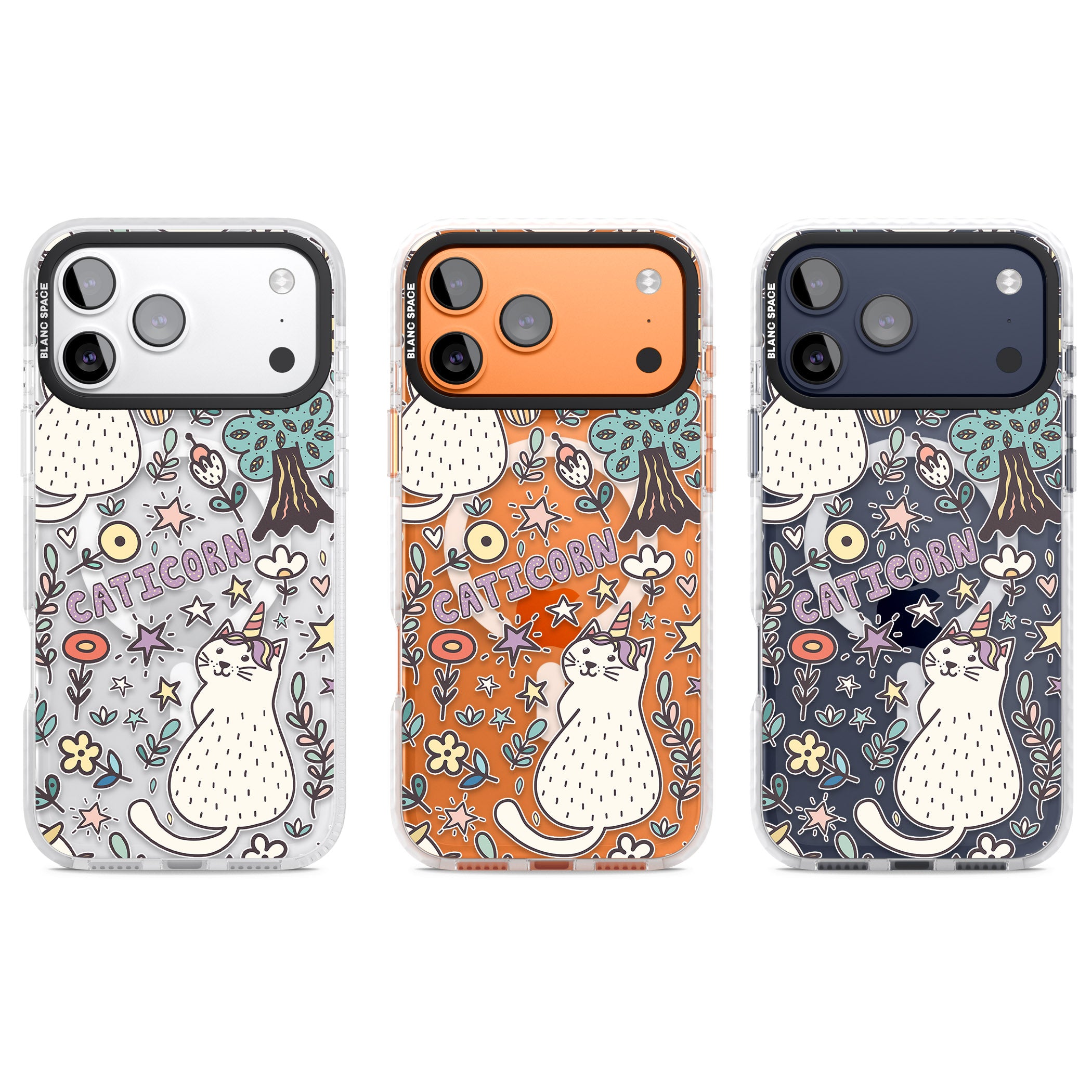 Caticorn Pattern iPhone 17 Pro Impact Pro Clear Phone Case APT Impact Protection