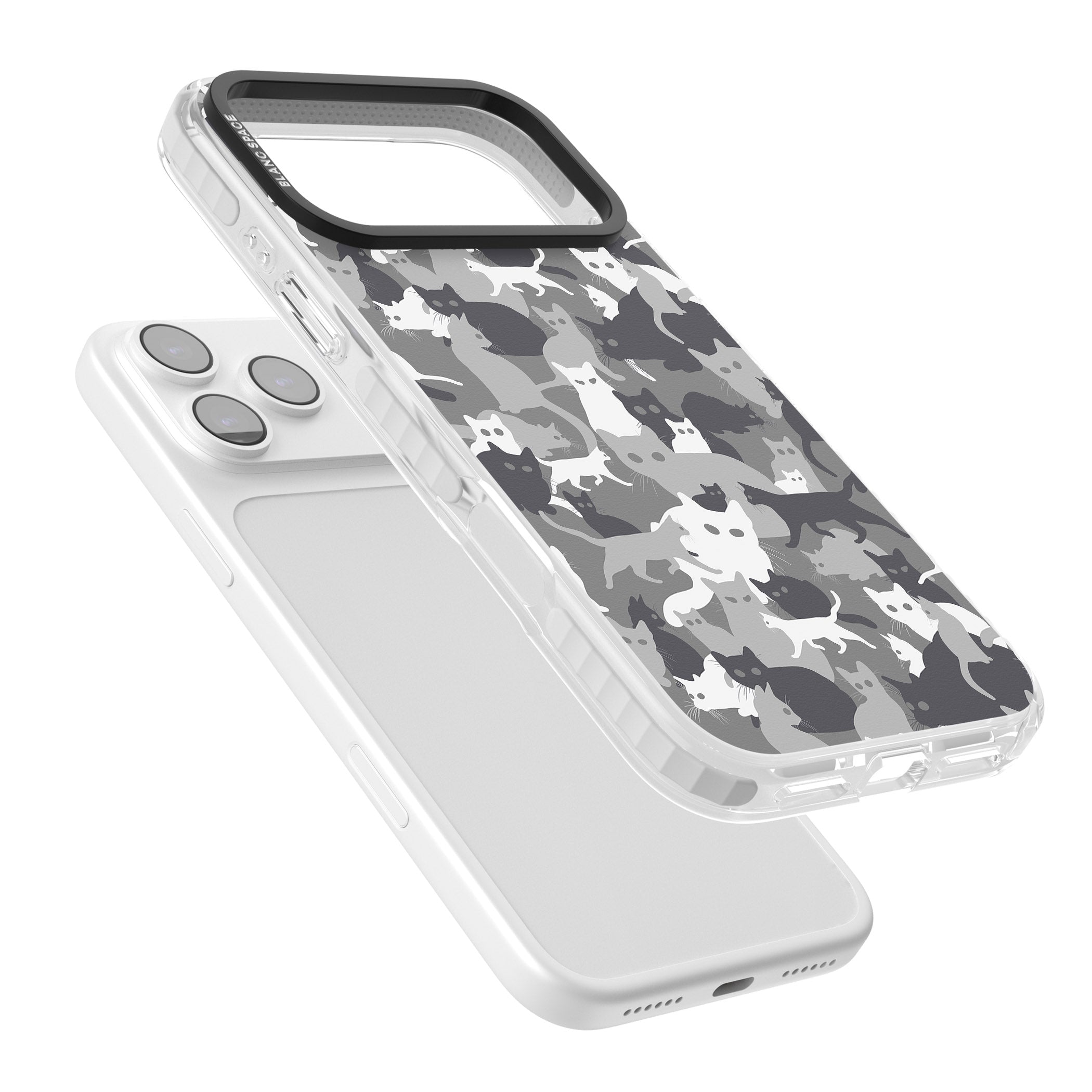 Dark Grey Cat Camouflage iPhone 17 Pro Impact Pro Clear Phone Case Colours
