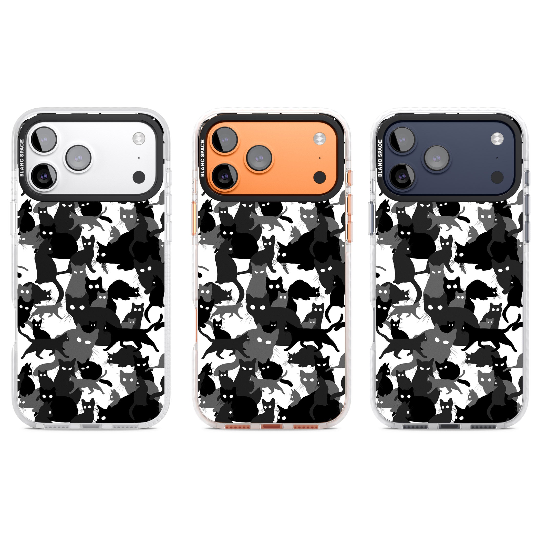 Black & White Cat Camouflage iPhone 17 Pro Impact Pro Clear Phone Case APT Impact Protection