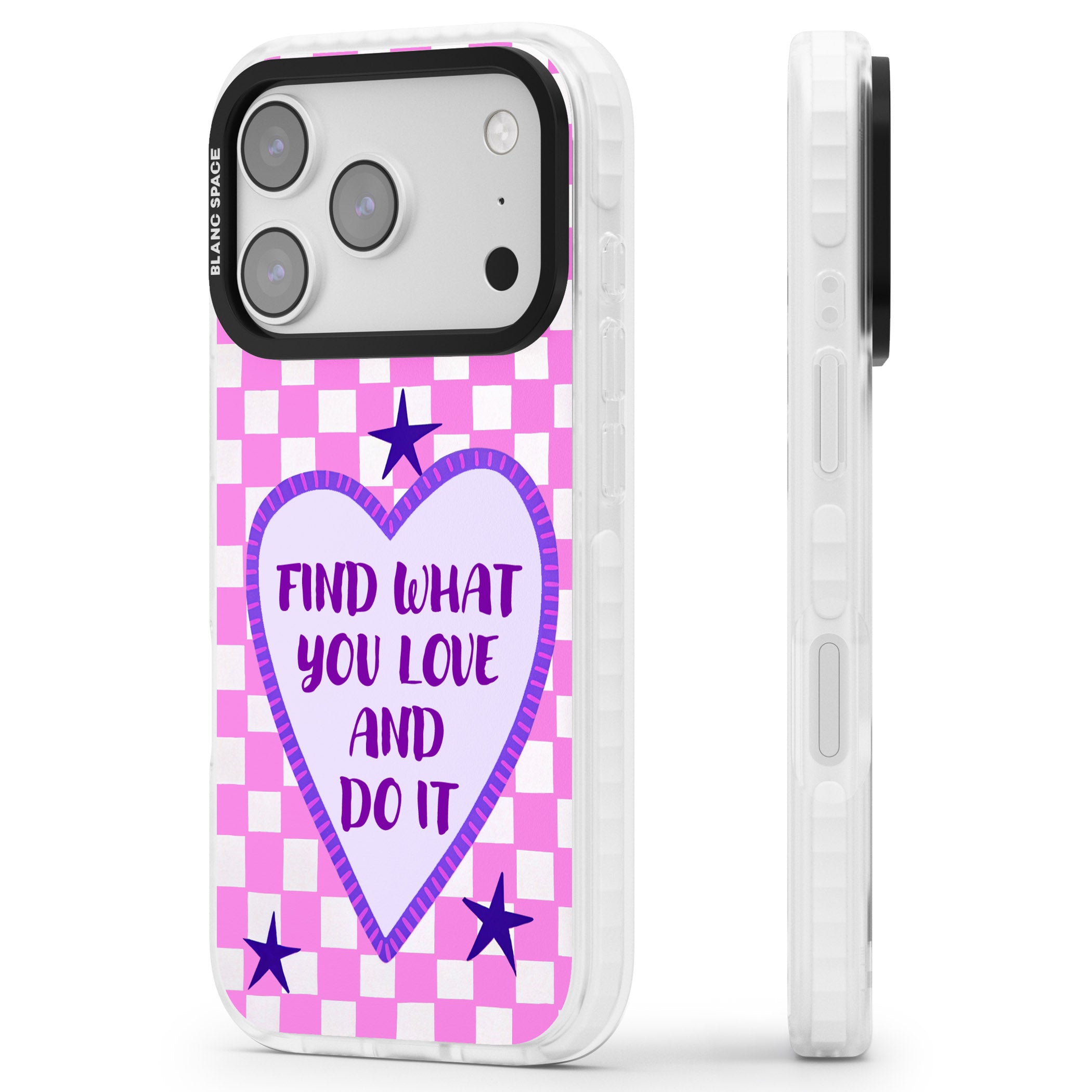 Find What You Love iPhone 17 Pro Impact Pro Clear Phone Case Side Profile