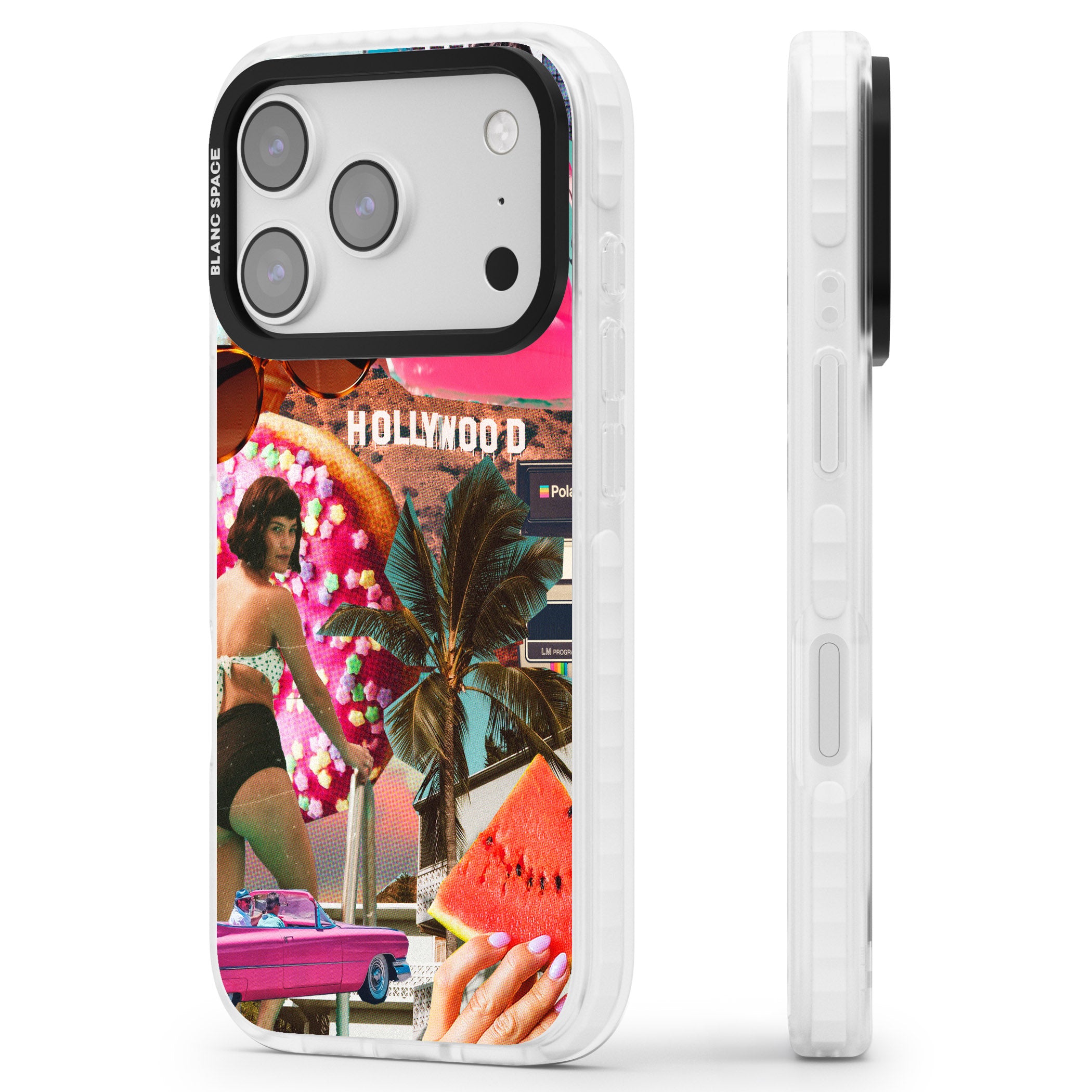 Hollywood Retro Collage iPhone 17 Pro Impact Pro Clear Phone Case Side Profile