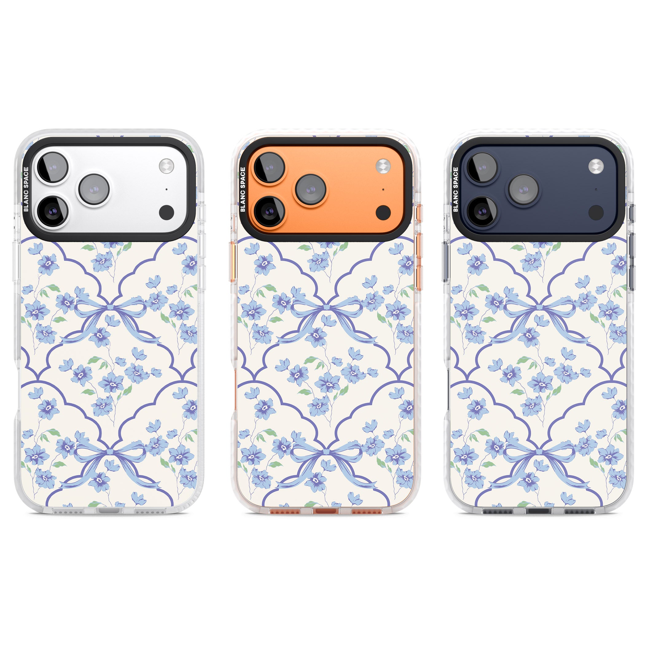 Blue Cottage Floral iPhone 17 Pro Impact Pro Clear Phone Case APT Impact Protection