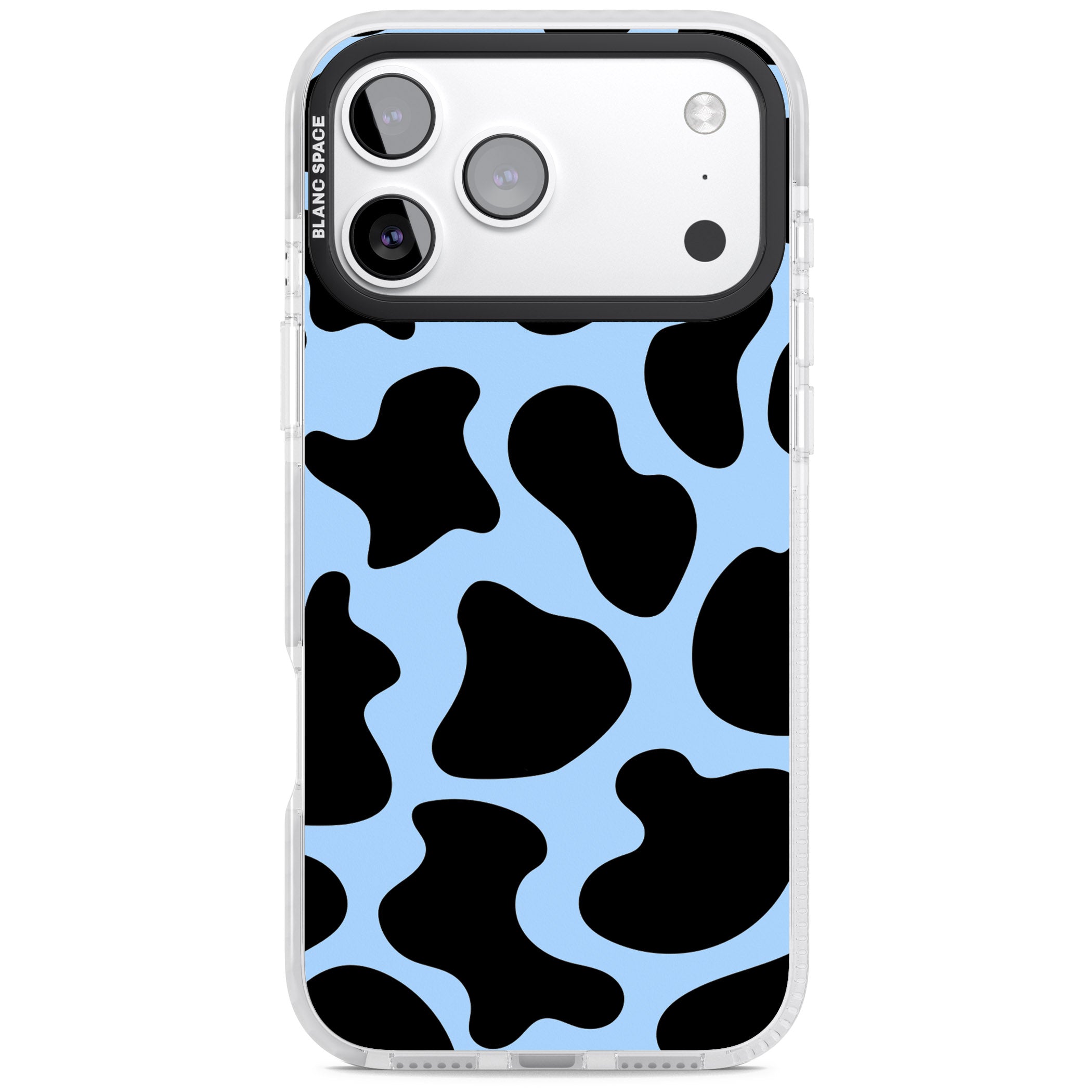 Blue And Black Cow Print iPhone 17 Pro Impact Pro Clear Phone Case