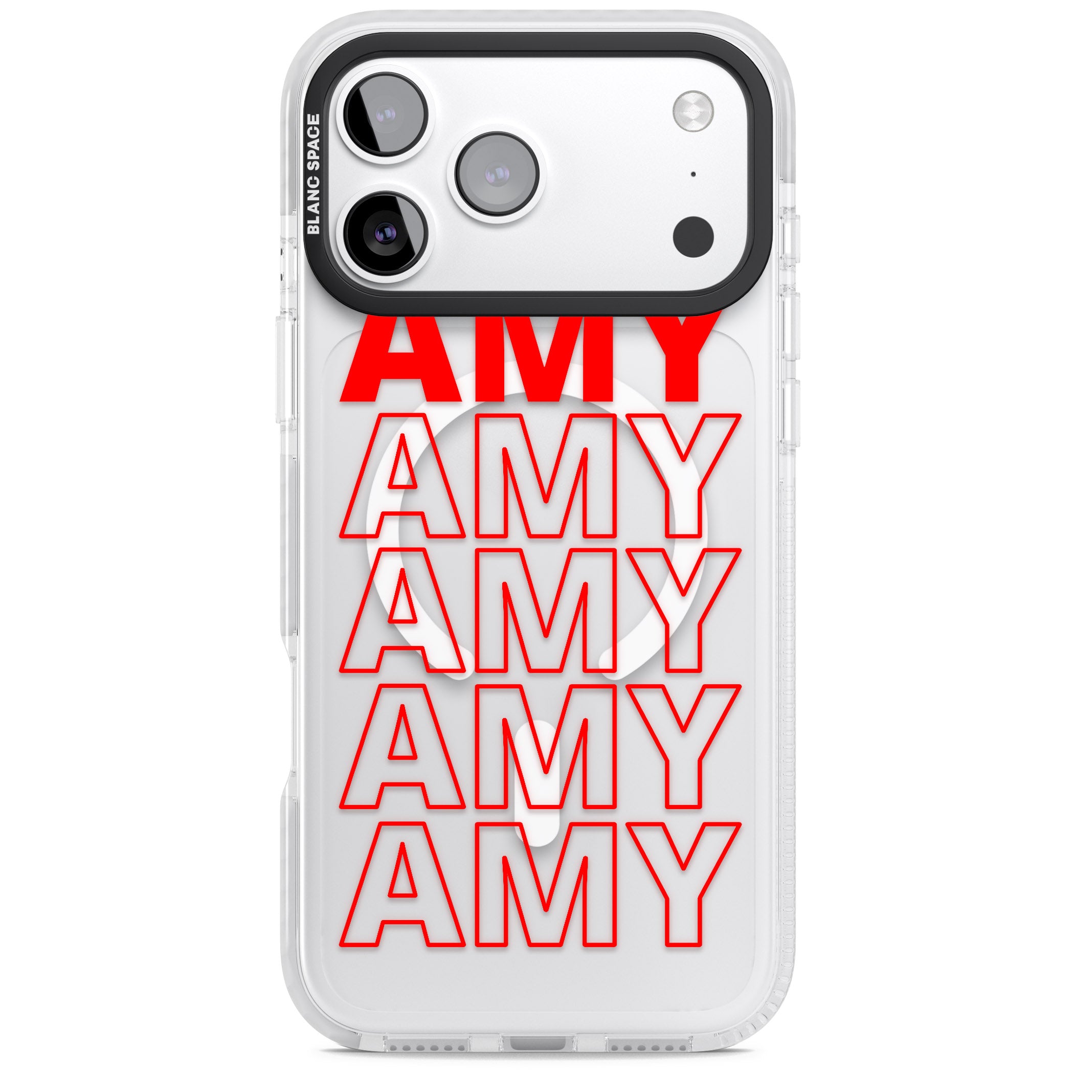 Personalised Bold Name Repeat iPhone 17 Pro Max Impact Pro Clear Phone Case
