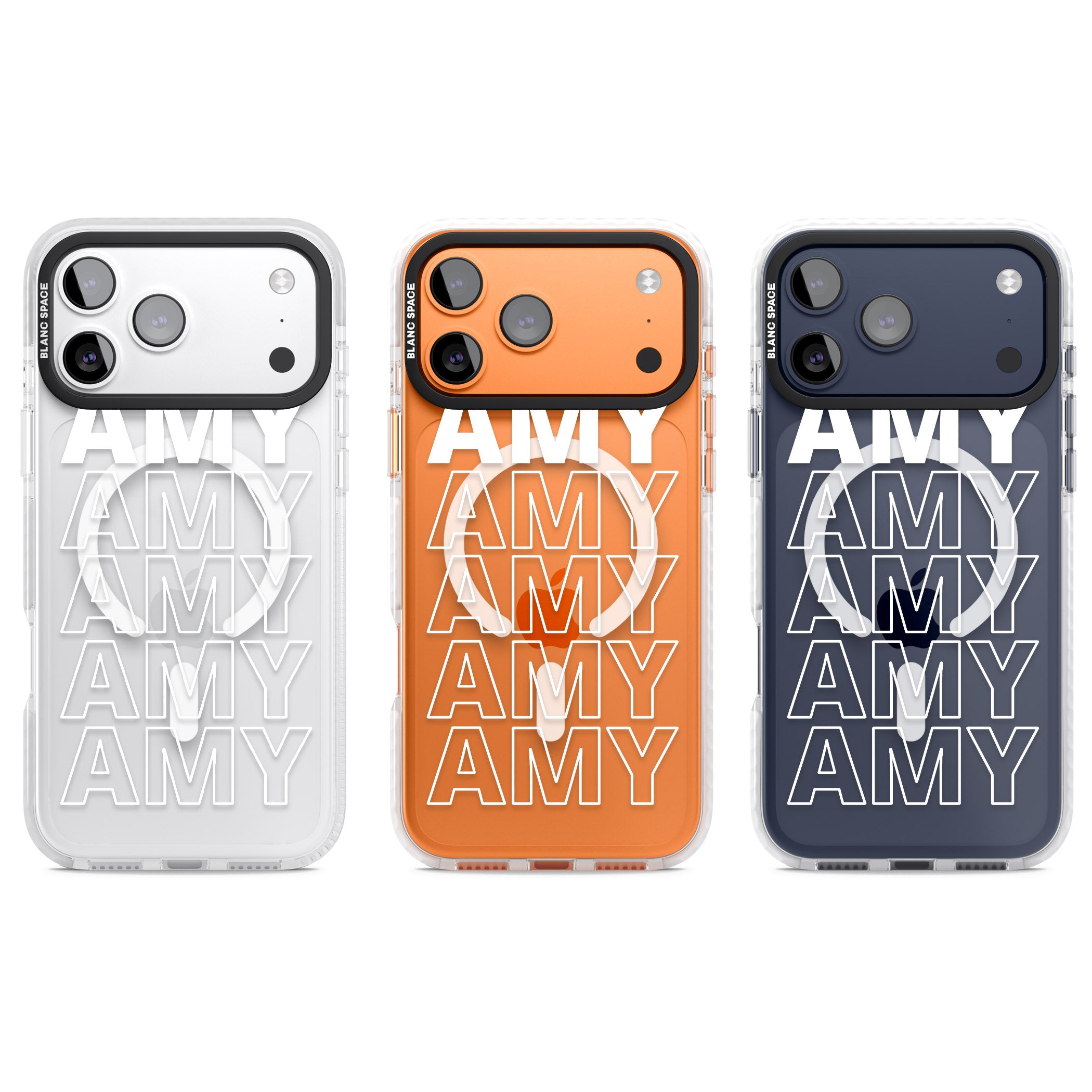 Personalised Bold Name Repeated iPhone 17 Pro Impact Pro Clear Phone Case APT Impact Protection