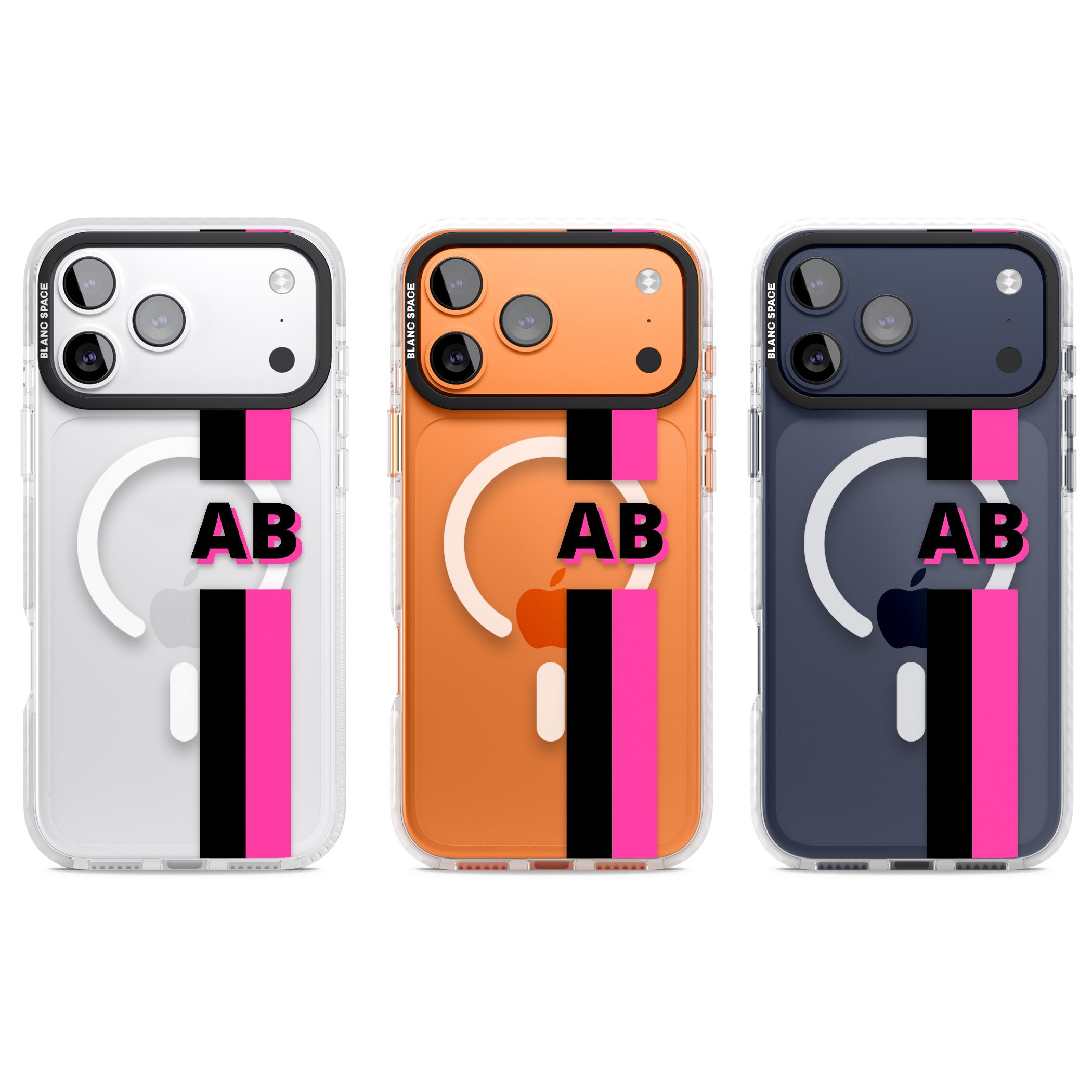 Personalised Bold Name Stripe iPhone 17 Pro Impact Pro Clear Phone Case APT Impact Protection