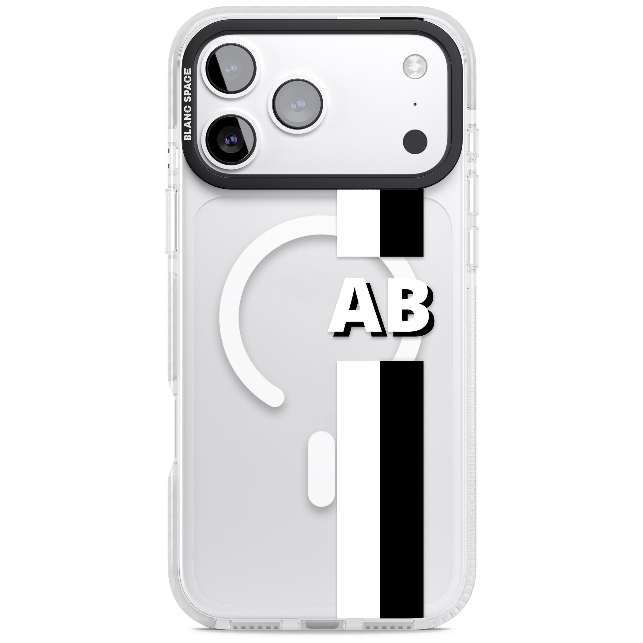 Personalised Bold Two Stripe Name iPhone 17 Pro Max Impact Pro Clear Phone Case