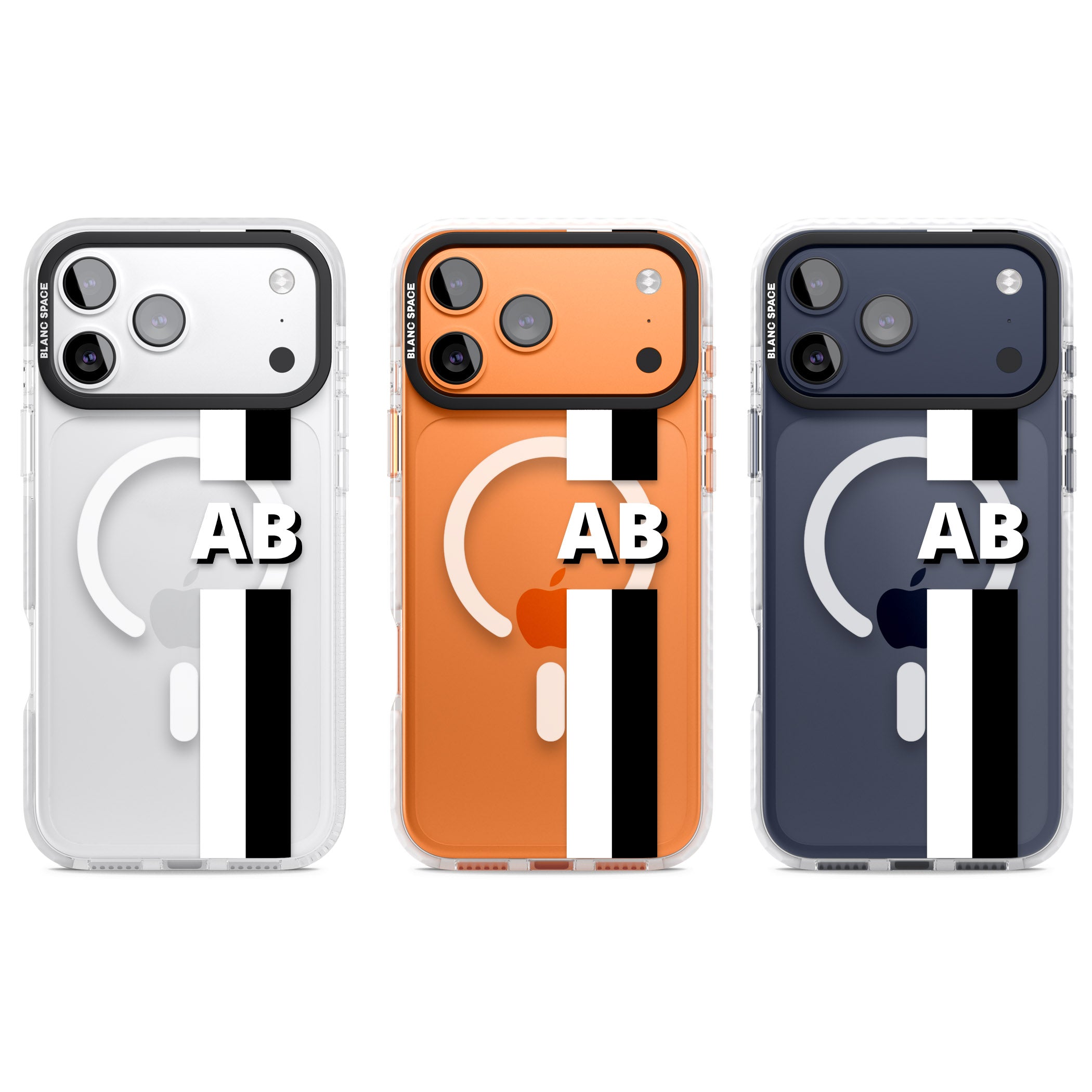 Personalised Bold Two Stripe Name iPhone 17 Pro Impact Pro Clear Phone Case APT Impact Protection