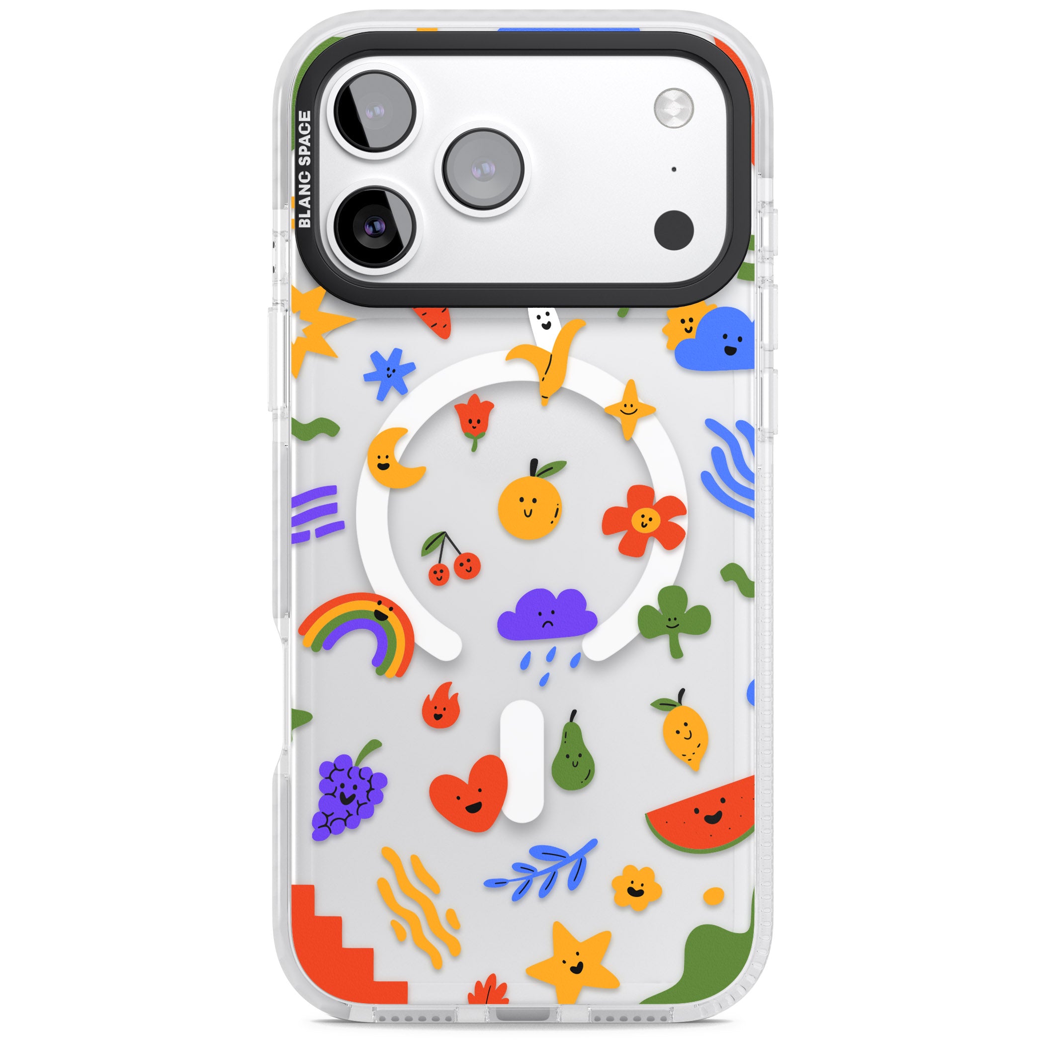 Quirky Cute Icon Pattern iPhone 17 Pro Impact Pro Clear Phone Case