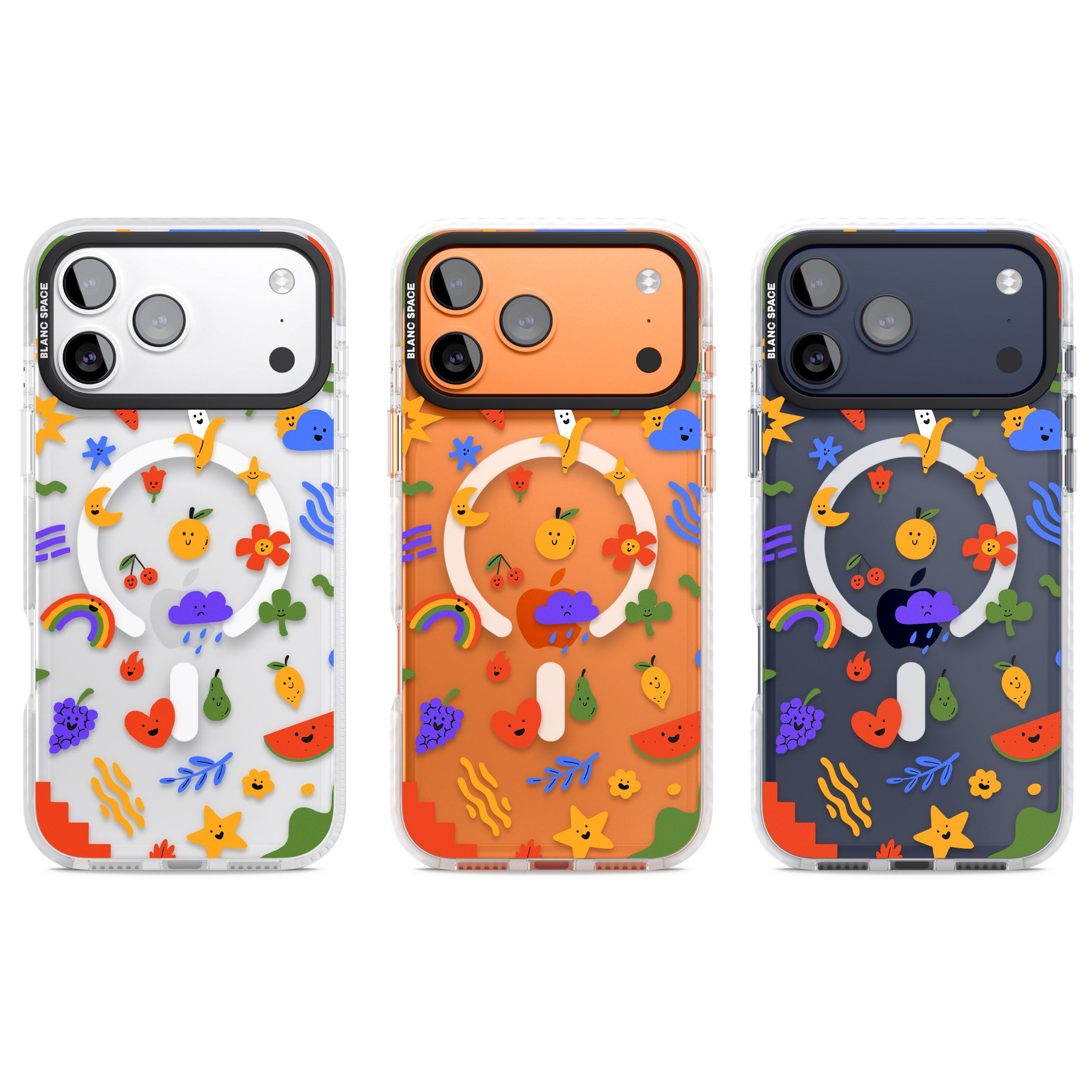 Quirky Cute Icon Pattern iPhone 17 Pro Impact Pro Clear Phone Case APT Impact Protection