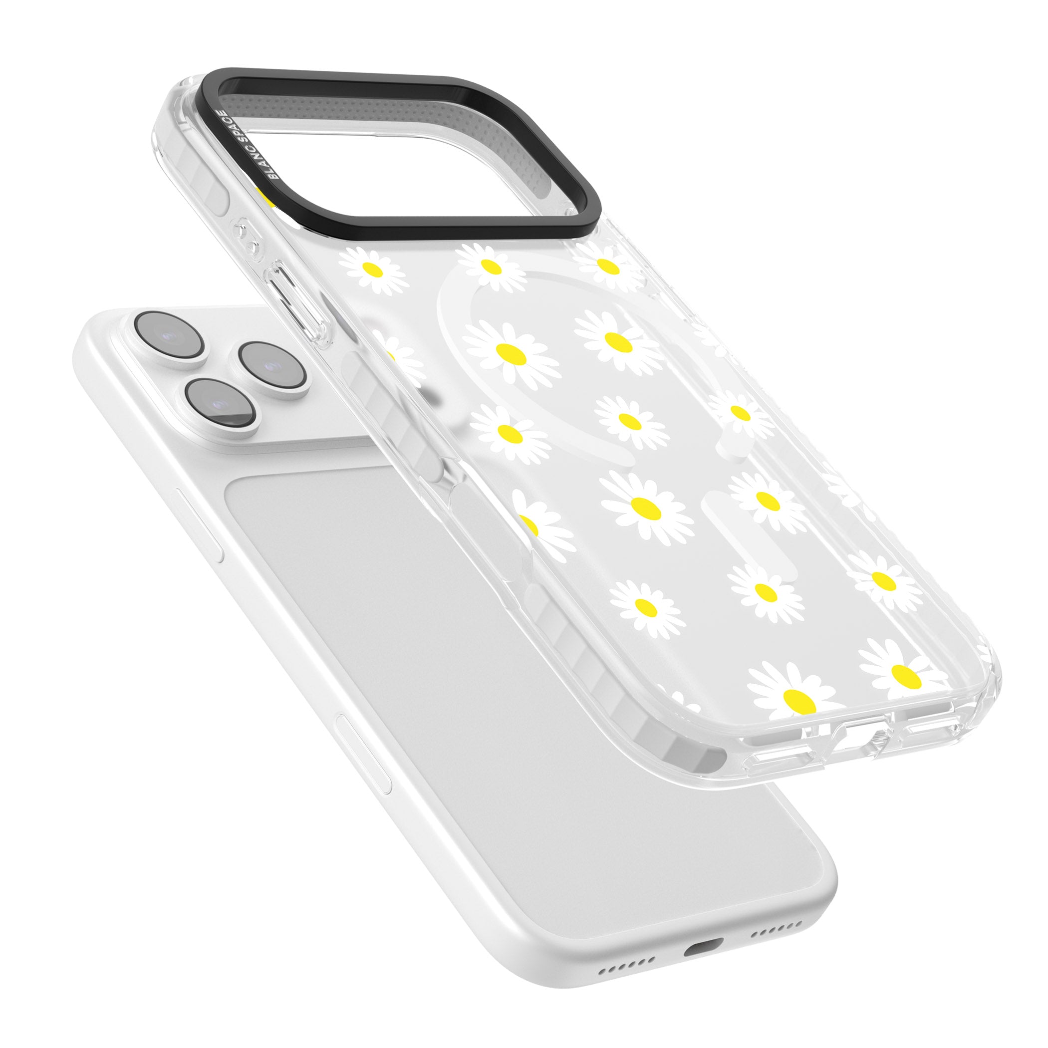 Personalised White Daisy Pattern iPhone 17 Pro Impact Pro Clear Phone Case Colours