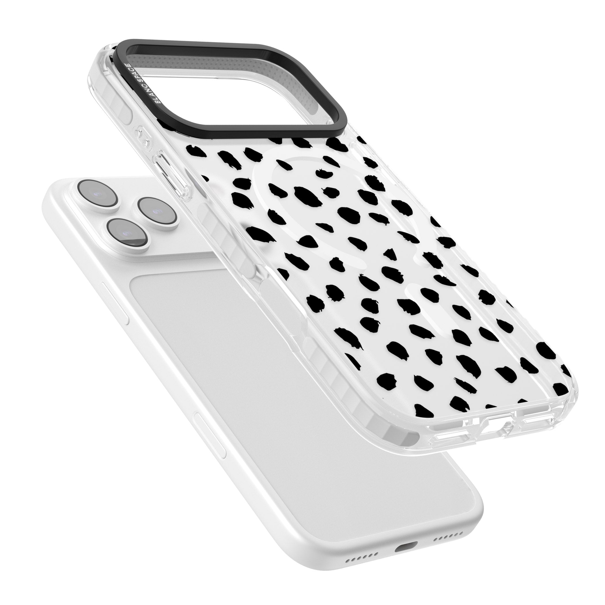 Black Dalmatian Polka Dot iPhone 17 Pro Impact Pro Clear Phone Case Colours