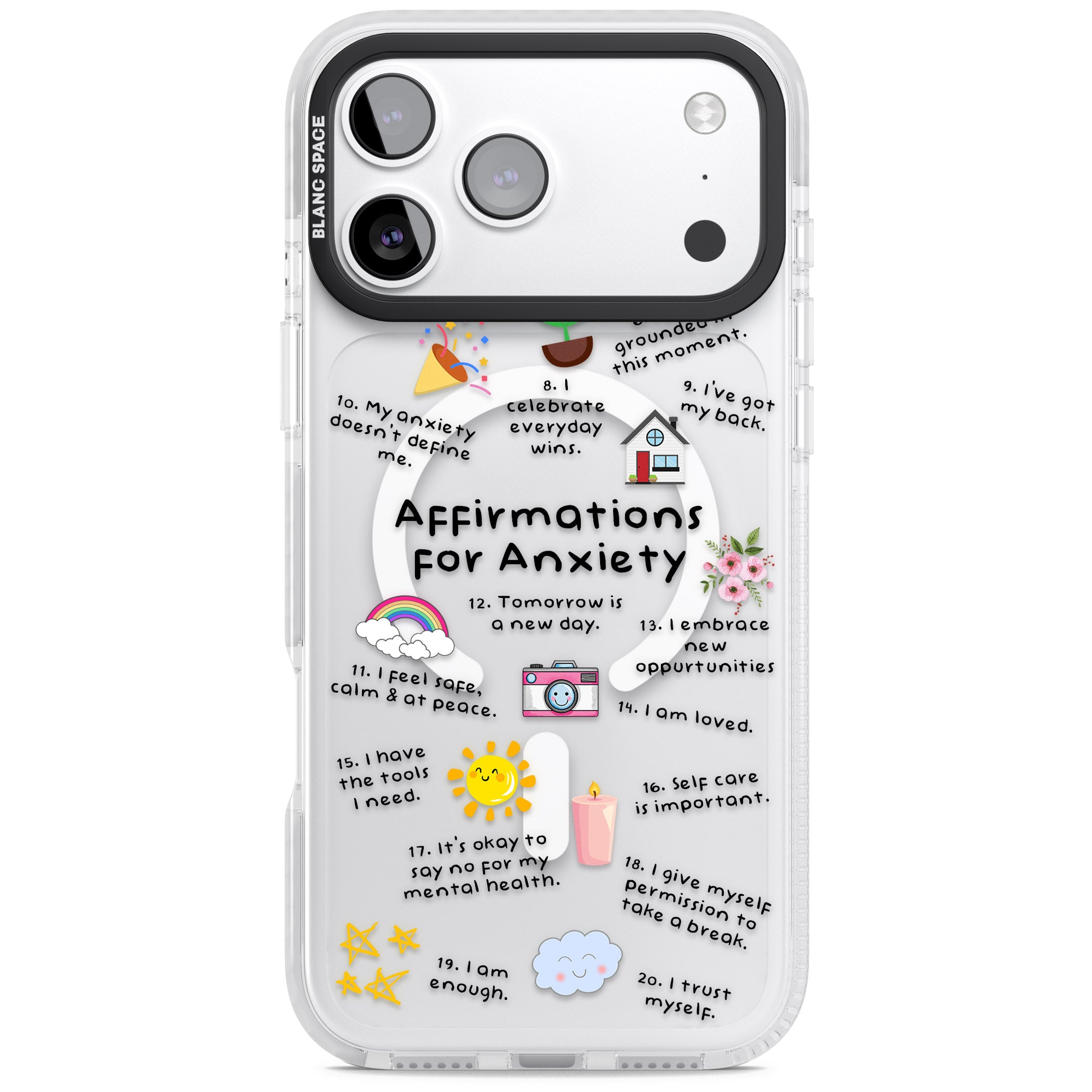 Anxiety Black Text iPhone 17 Pro Impact Pro Clear Phone Case