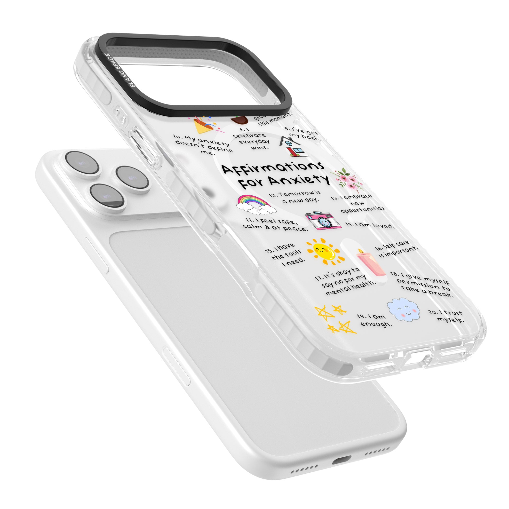 Anxiety Black Text iPhone 17 Pro Impact Pro Clear Phone Case Colours