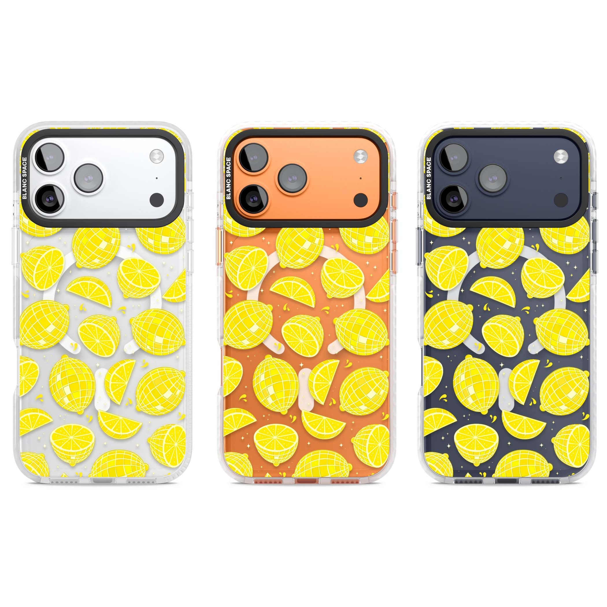 Disco Lemons citrus iPhone case featuring mirrorball lemons, sliced fruit and sparkle accents | Impact Magsafe case for iPhone 17 Pro, iPhone 17 Pro Max