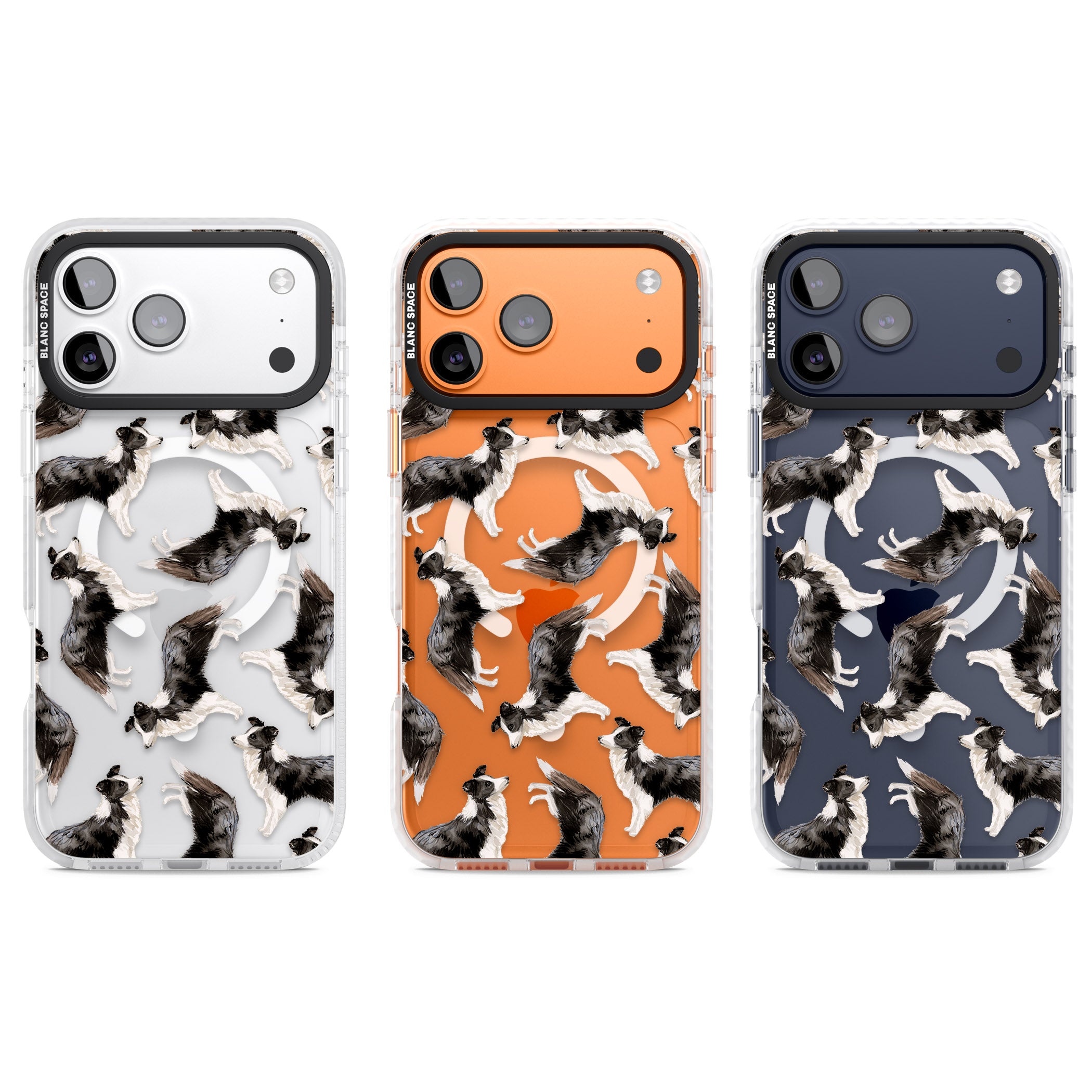 Border Collie Pattern Watercolour iPhone 17 Pro Impact Pro Clear Phone Case APT Impact Protection