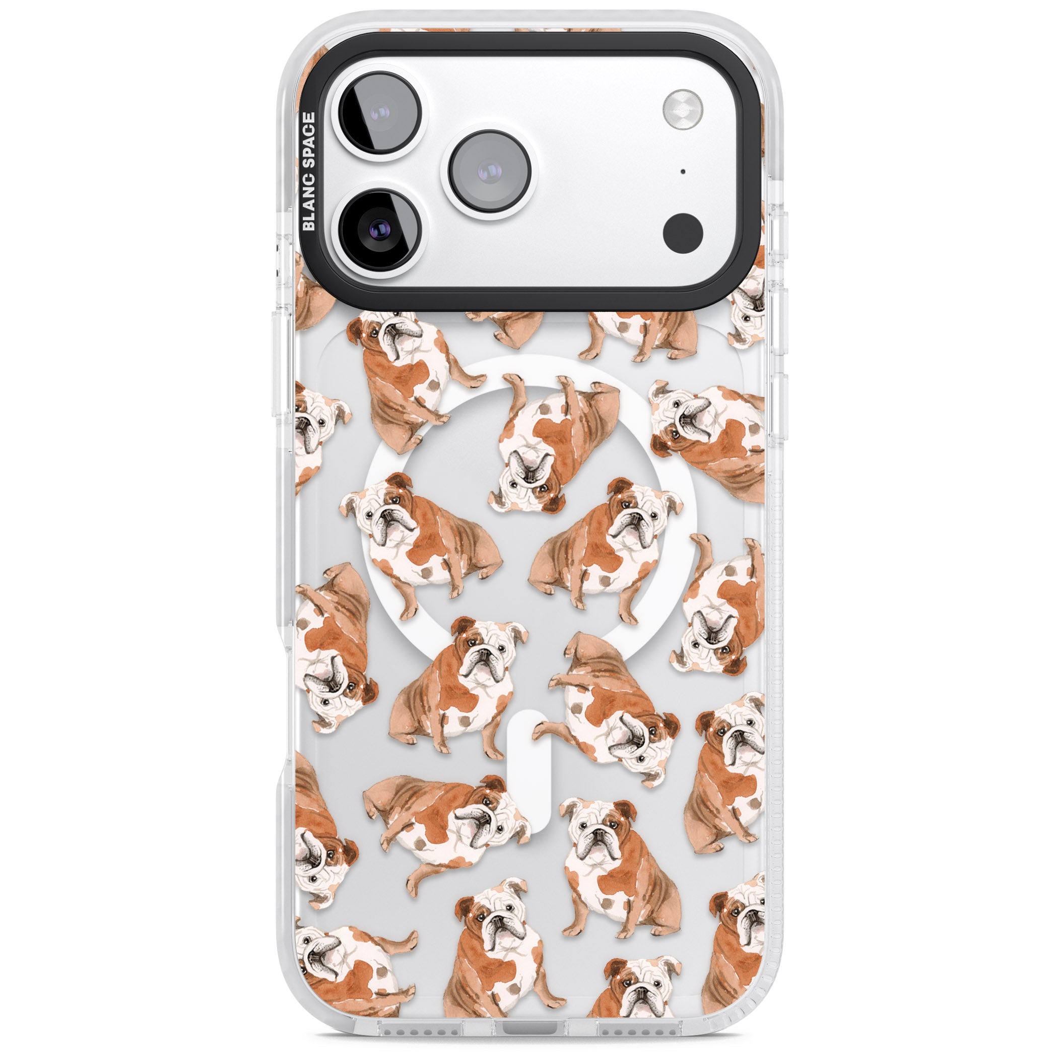 English Bulldog Watercolour Dog Pattern iPhone 17 Pro Impact Pro Clear Phone Case