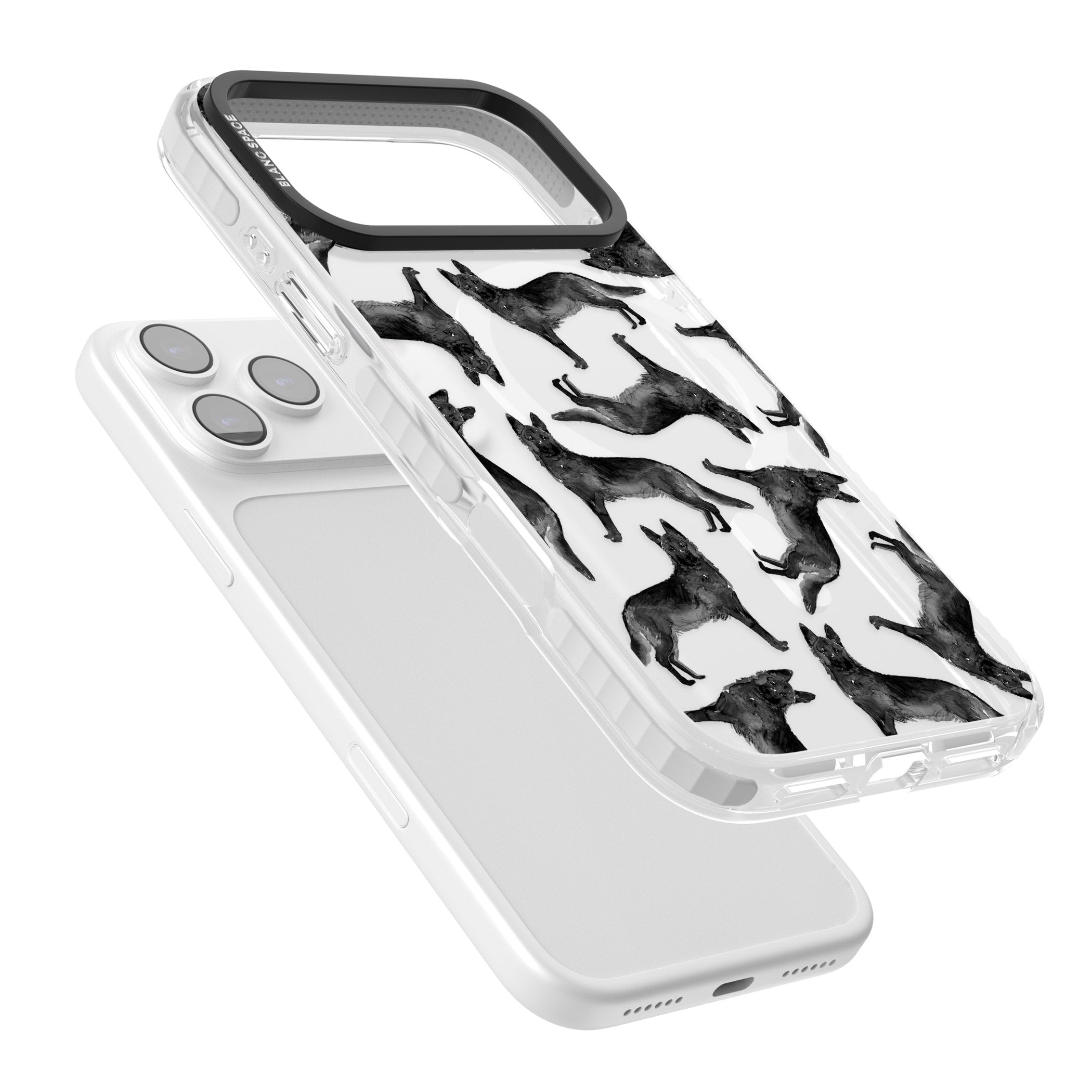 German Shepherd Pattern Black iPhone 17 Pro Max Impact Pro Clear Phone Case Colours