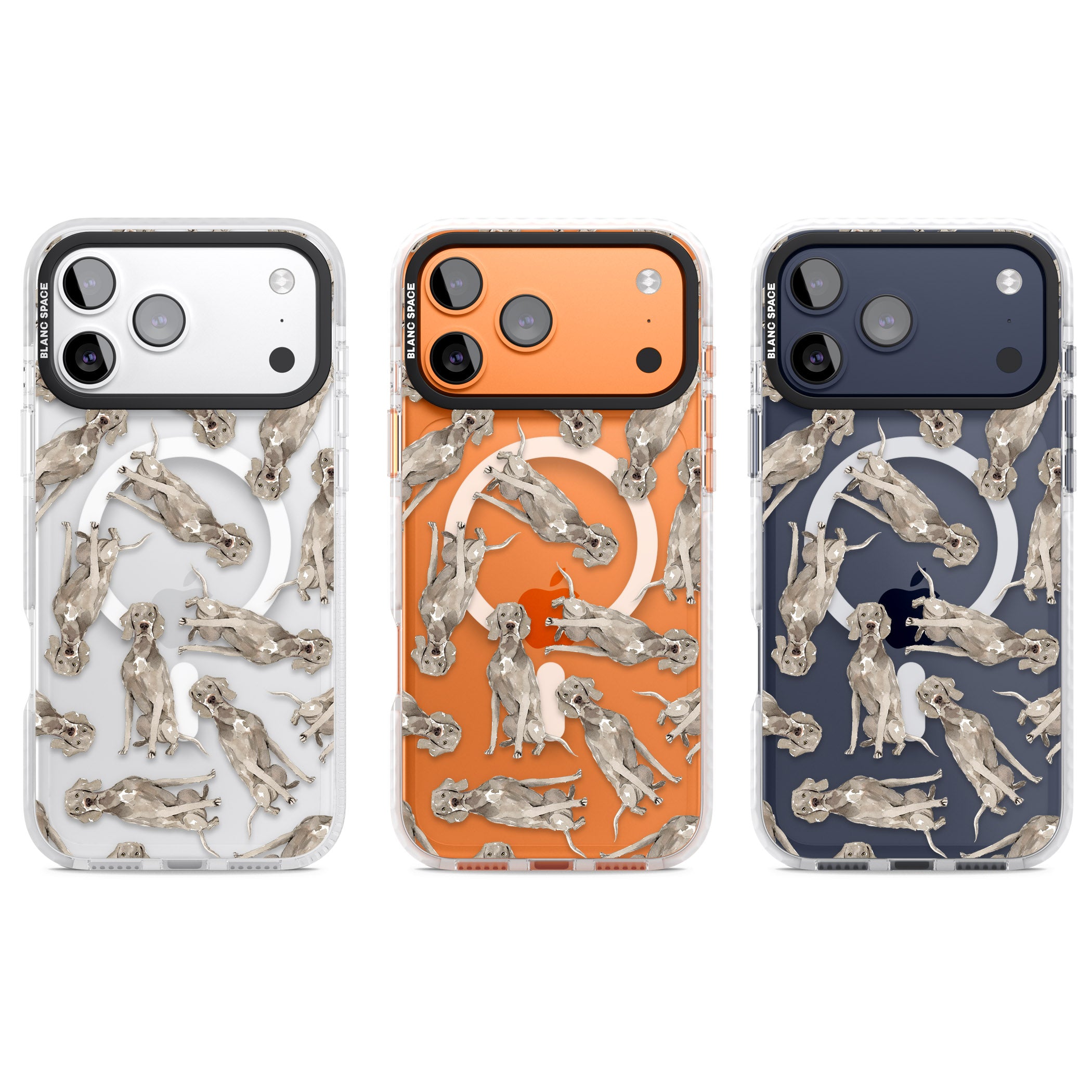 Weimaraner Watercolor Dog iPhone 17 Pro Impact Pro Clear Phone Case APT Impact Protection