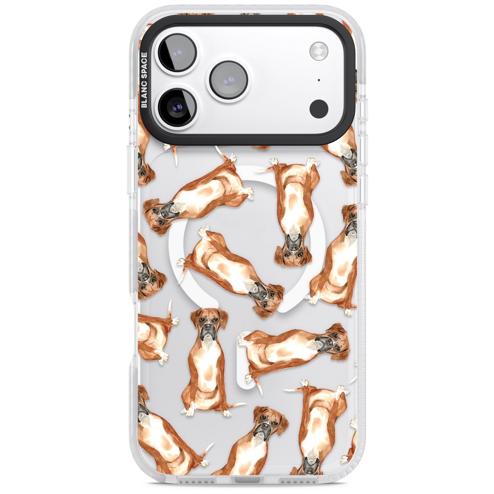 Boxer Watercolor Dog Pattern iPhone 17 Pro Impact Pro Clear Phone Case