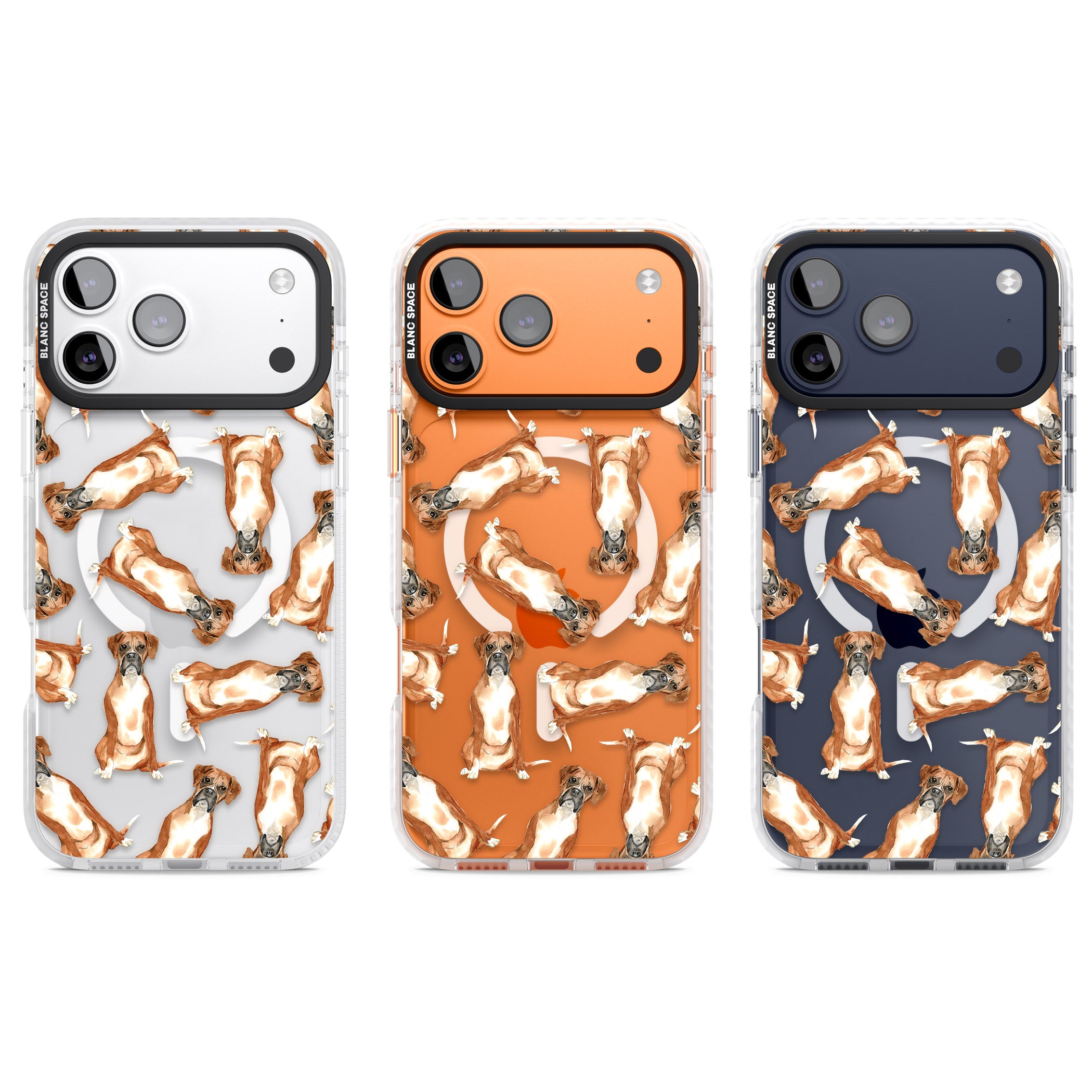 Boxer Watercolor Dog Pattern iPhone 17 Pro Impact Pro Clear Phone Case APT Impact Protection