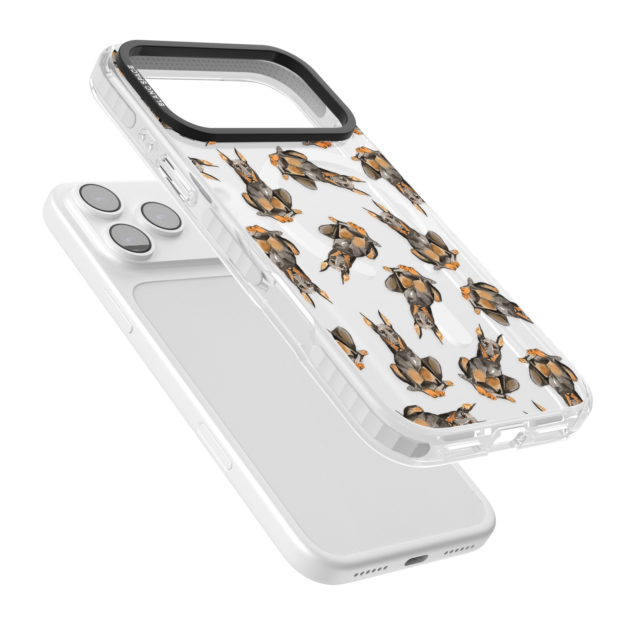 Doberman Watercolor Dog iPhone 17 Pro Impact Pro Clear Phone Case Colours