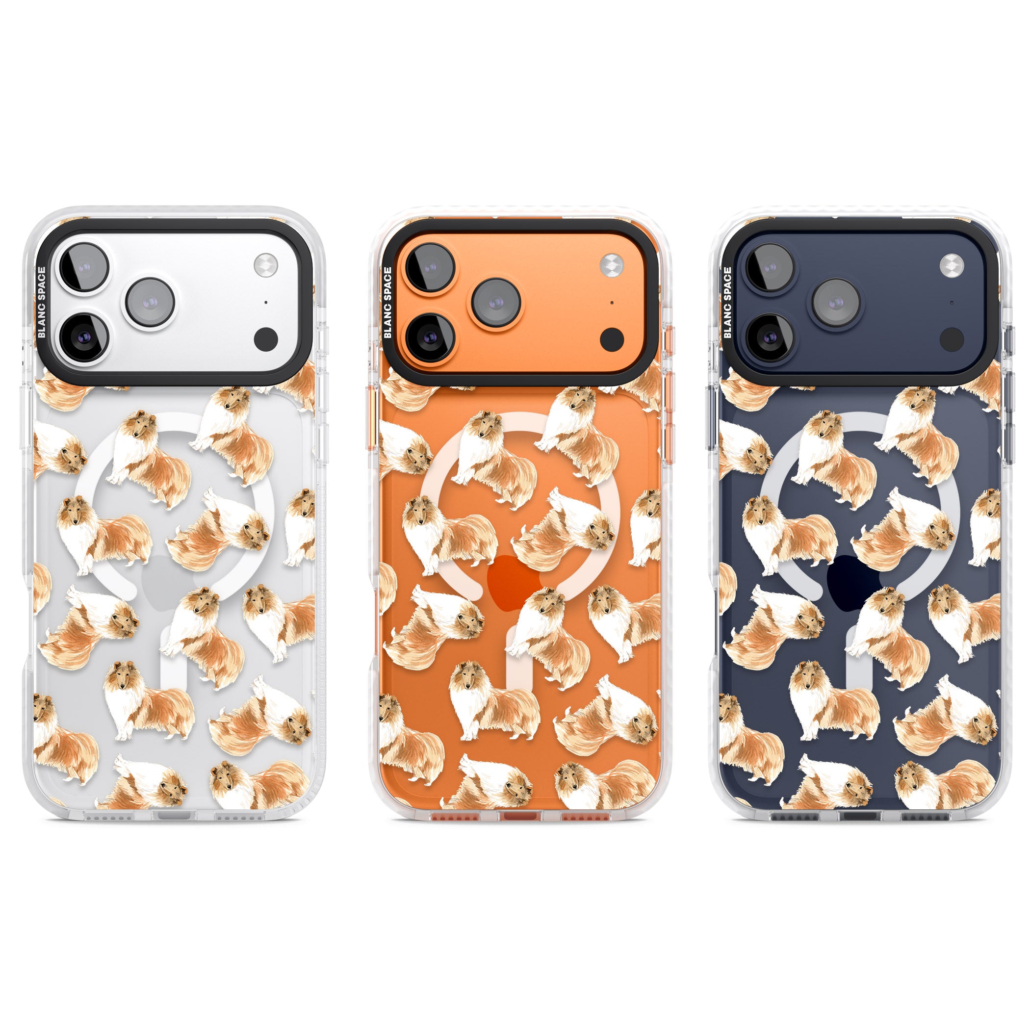 Collie Watercolor iPhone 17 Pro Impact Pro Clear Phone Case APT Impact Protection