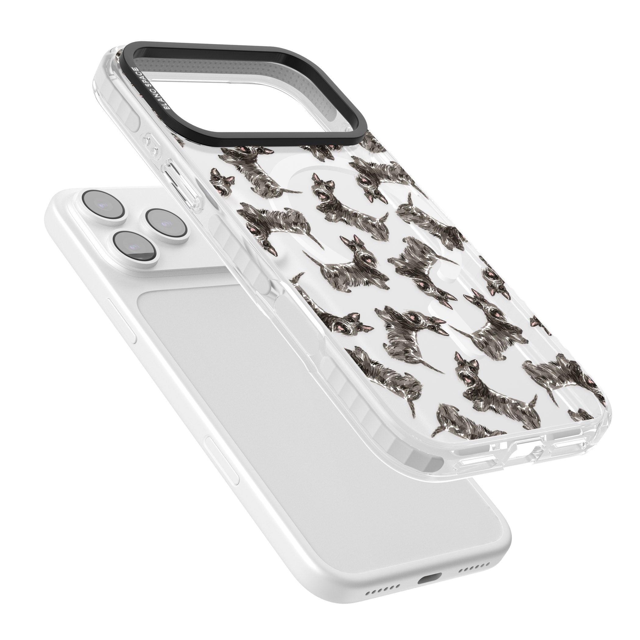 Scottish Terrier Pattern iPhone 17 Pro Impact Pro Clear Phone Case Colours