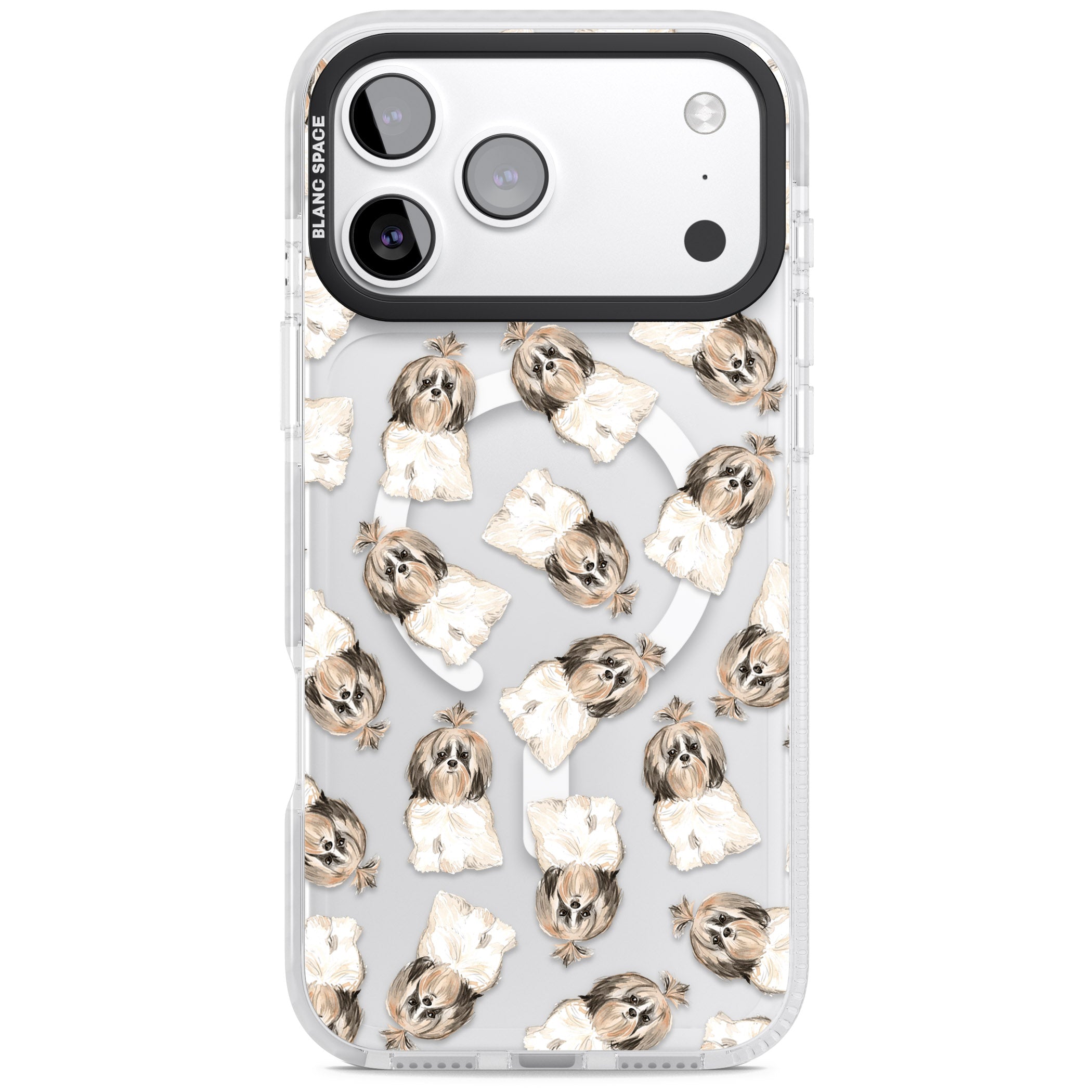Shih Tzu Pattern Long Hair iPhone 17 Pro Max Impact Pro Clear Phone Case