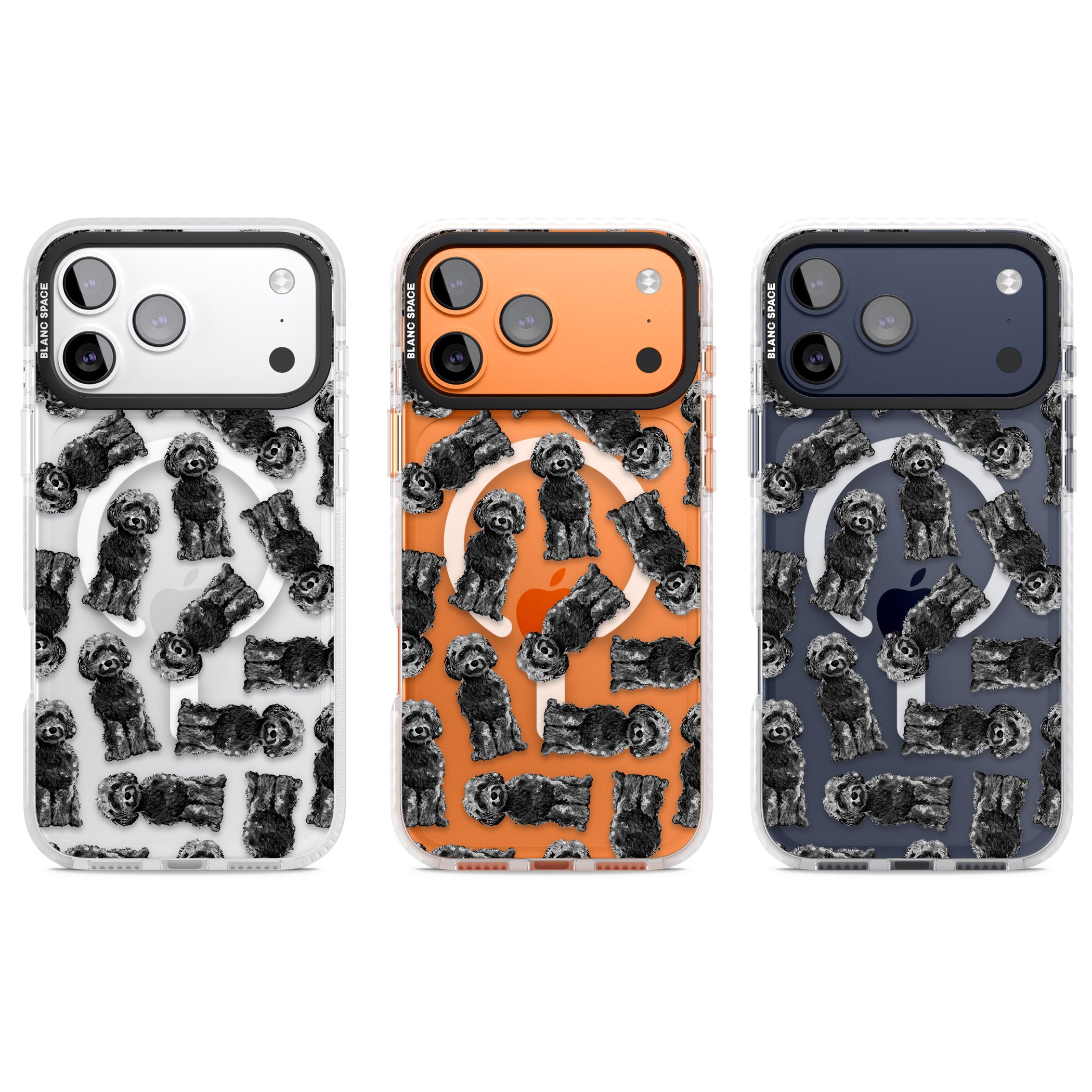 Black Cockapoo Watercolor iPhone 17 Pro Impact Pro Clear Phone Case APT Impact Protection