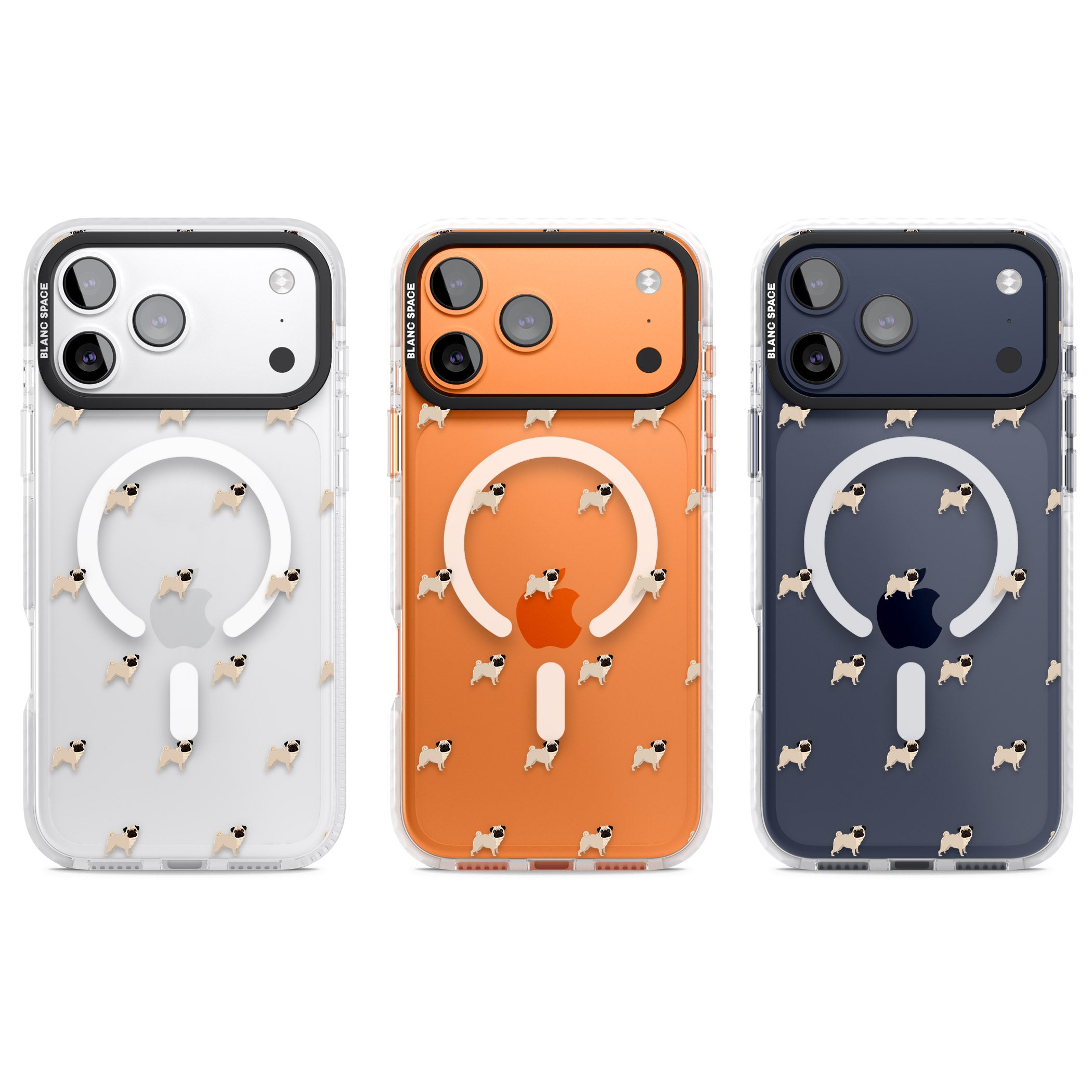 Pug Pattern iPhone 17 Pro Impact Pro Clear Phone Case APT Impact Protection