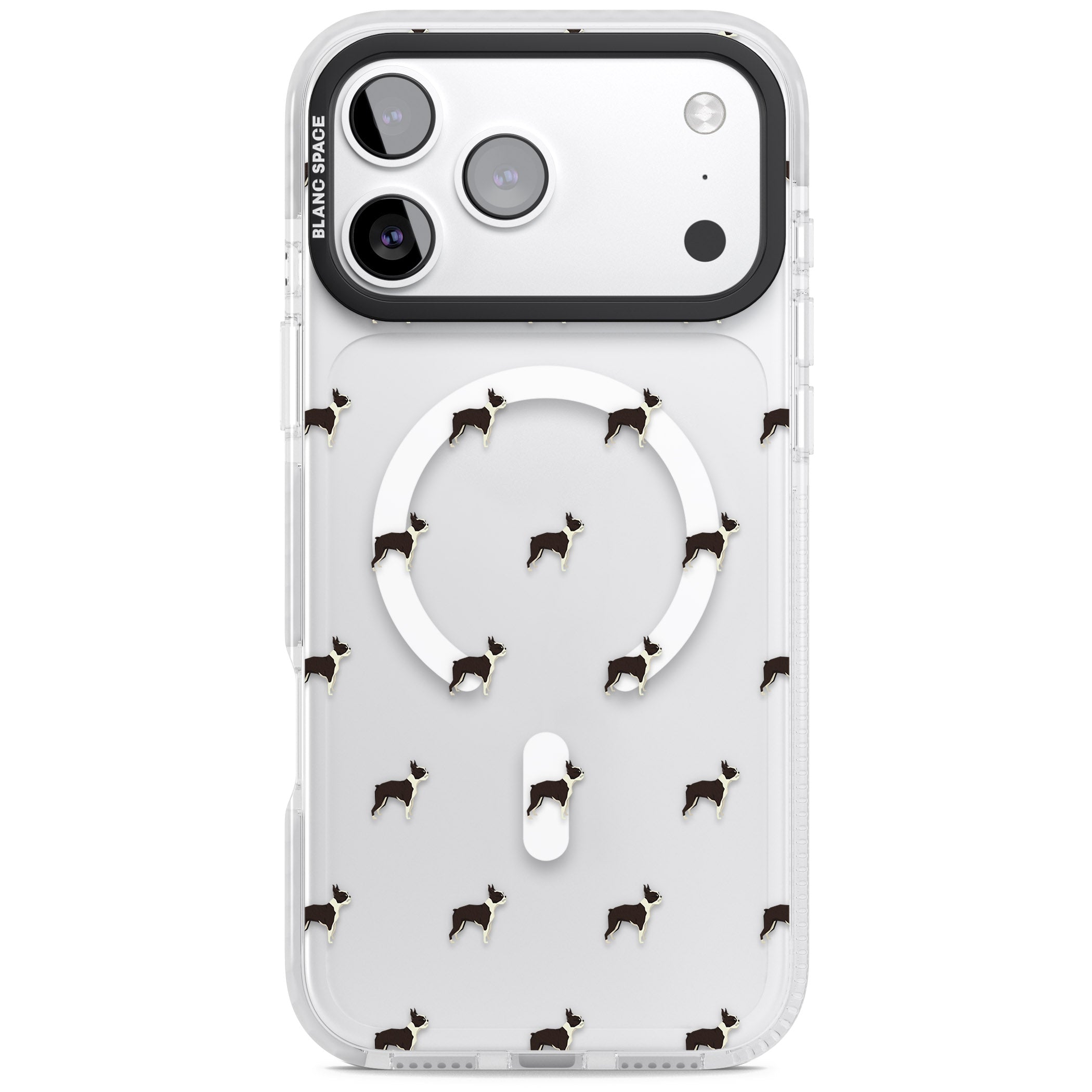 Boston Terrier Pattern iPhone 17 Pro Impact Pro Clear Phone Case