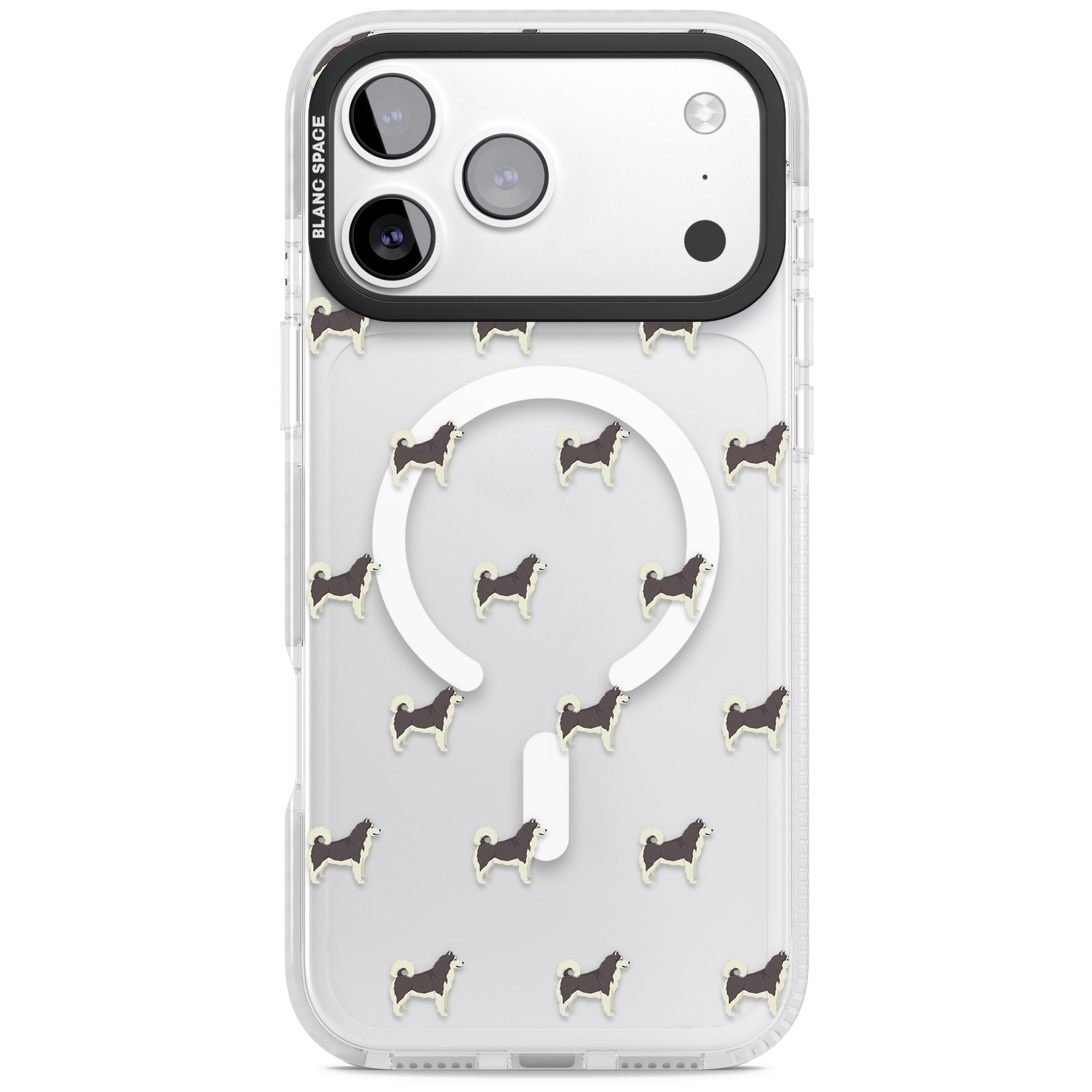Alaskan Malamute Dog Pattern iPhone 17 Pro Impact Pro Clear Phone Case