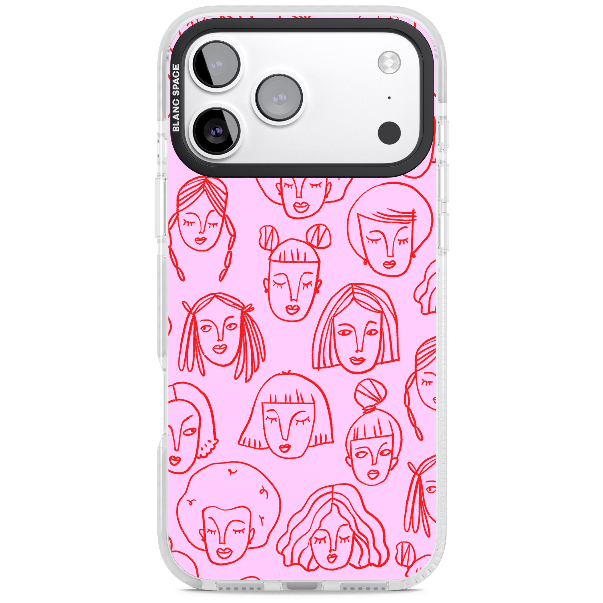 Girl Portrait Doodles iPhone 17 Pro Impact Pro Clear Phone Case