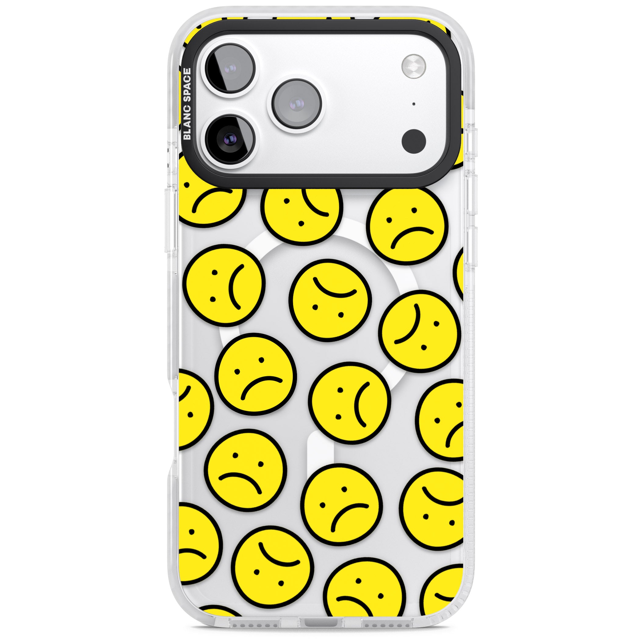 Sad Face Clear Pattern iPhone 17 Pro Impact Pro Clear Phone Case