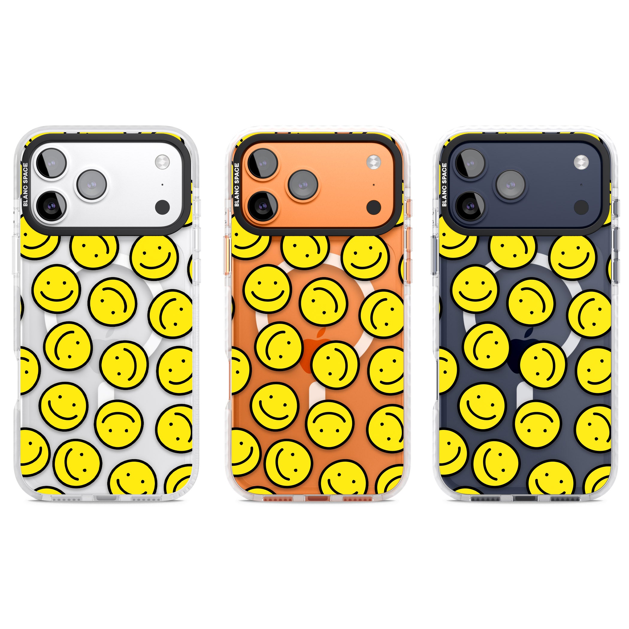 Smiley Face Pattern iPhone 17 Pro Impact Pro Clear Phone Case APT Impact Protection