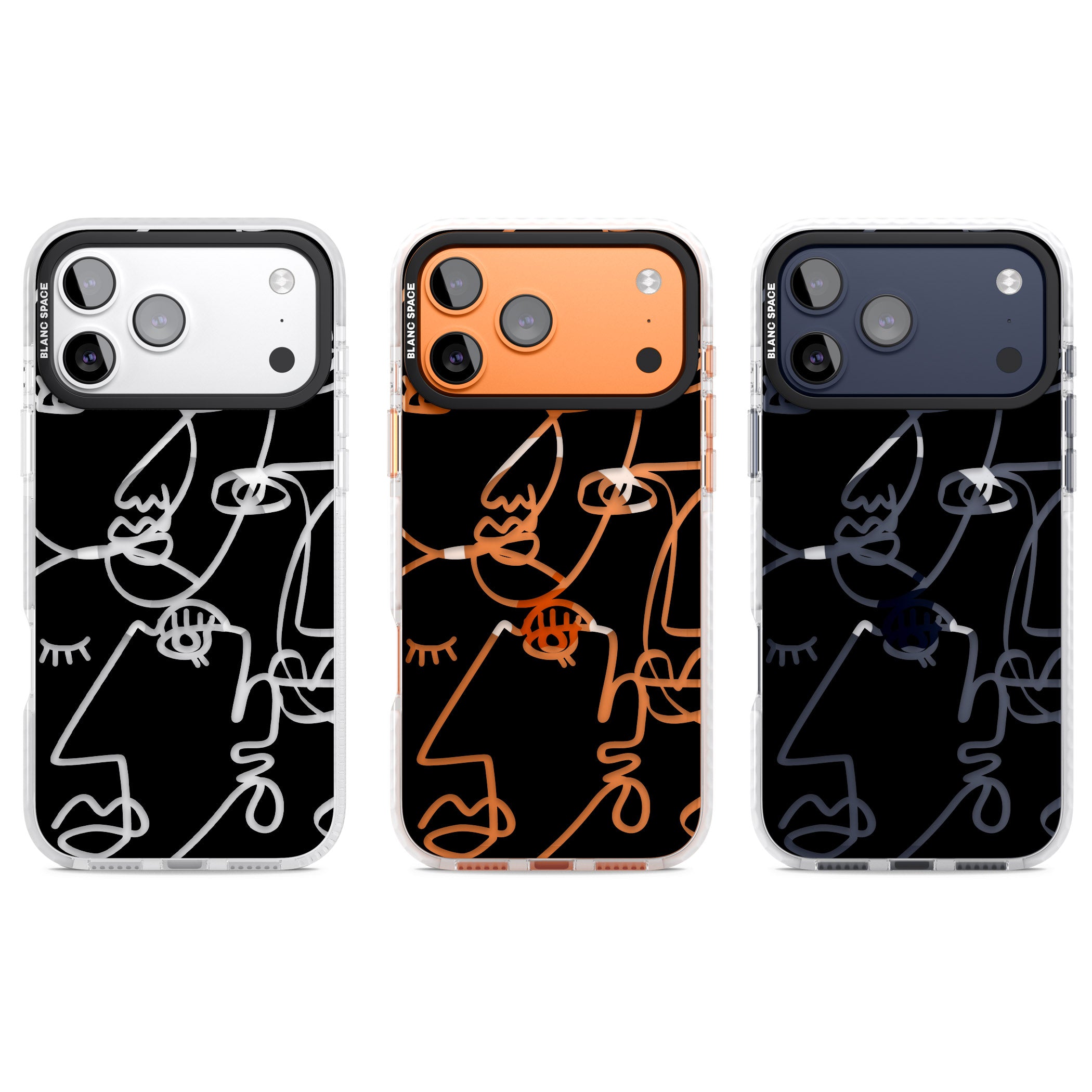 Abstract Line Art Clear Black iPhone 17 Pro Impact Pro Clear Phone Case APT Impact Protection