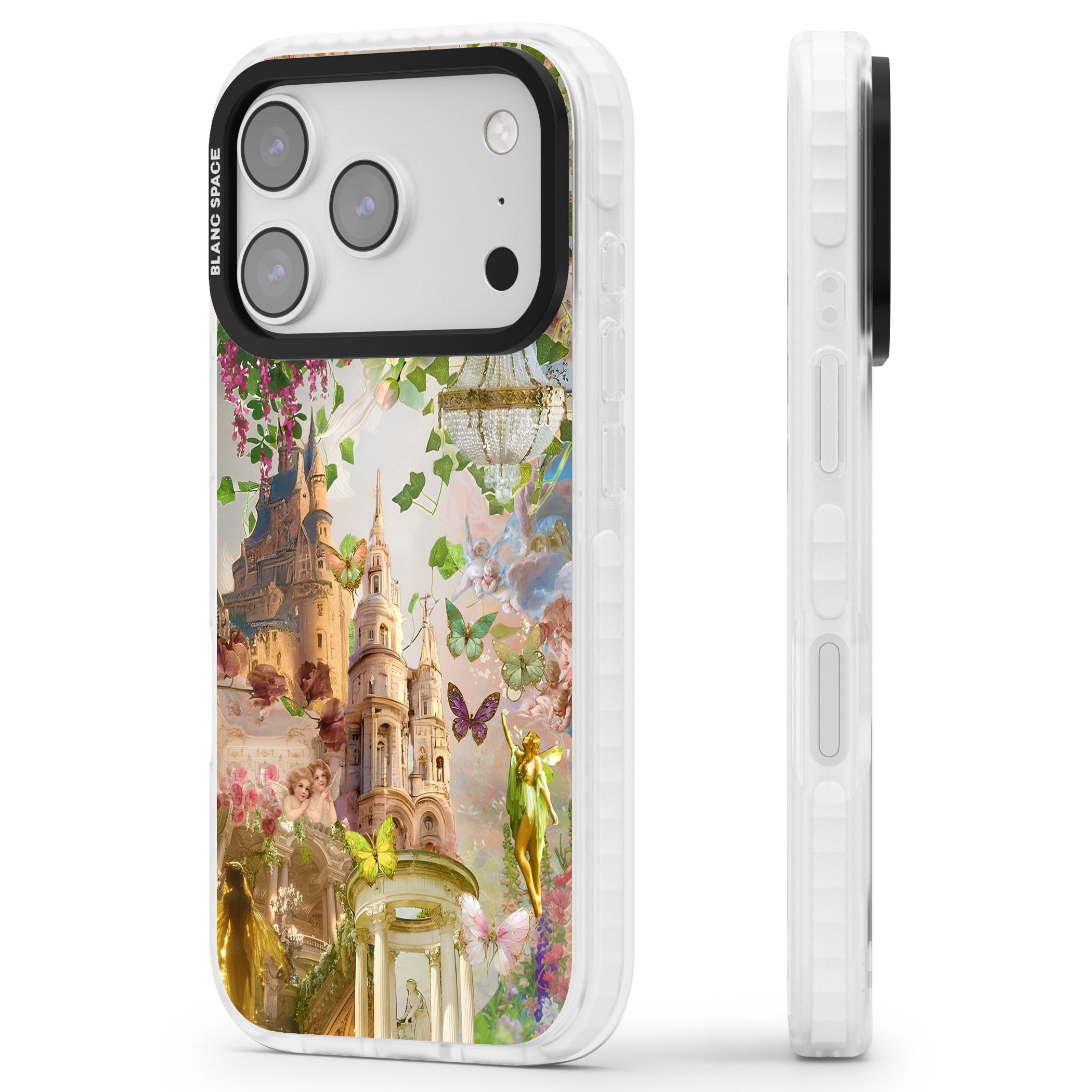 Fairies & Castles Collage iPhone 17 Pro Impact Pro Clear Phone Case Side Profile