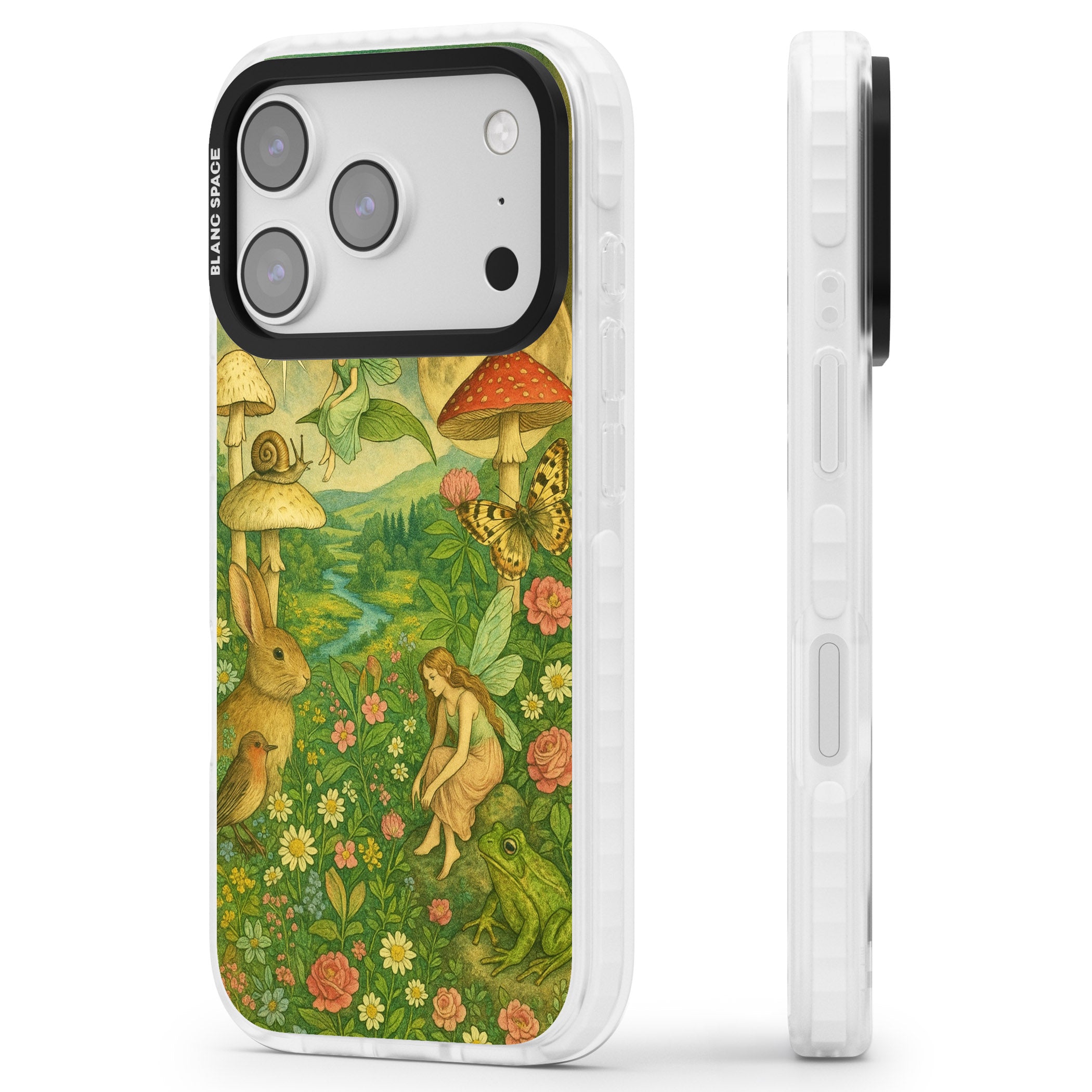 Fairies & Flowers iPhone 17 Pro Impact Pro Clear Phone Case Side Profile