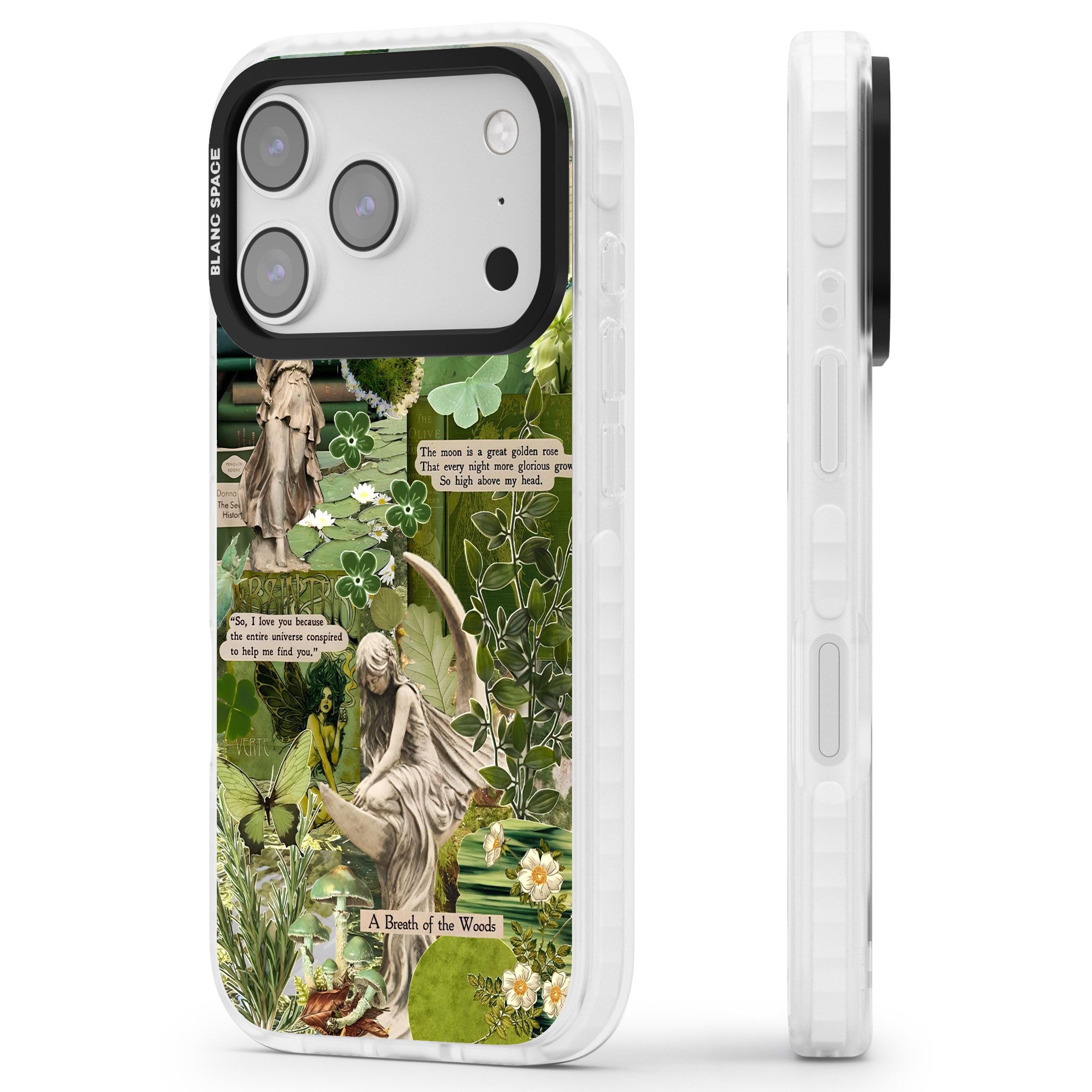 Enchanted Forest Green iPhone 17 Pro Impact Pro Clear Phone Case Side Profile