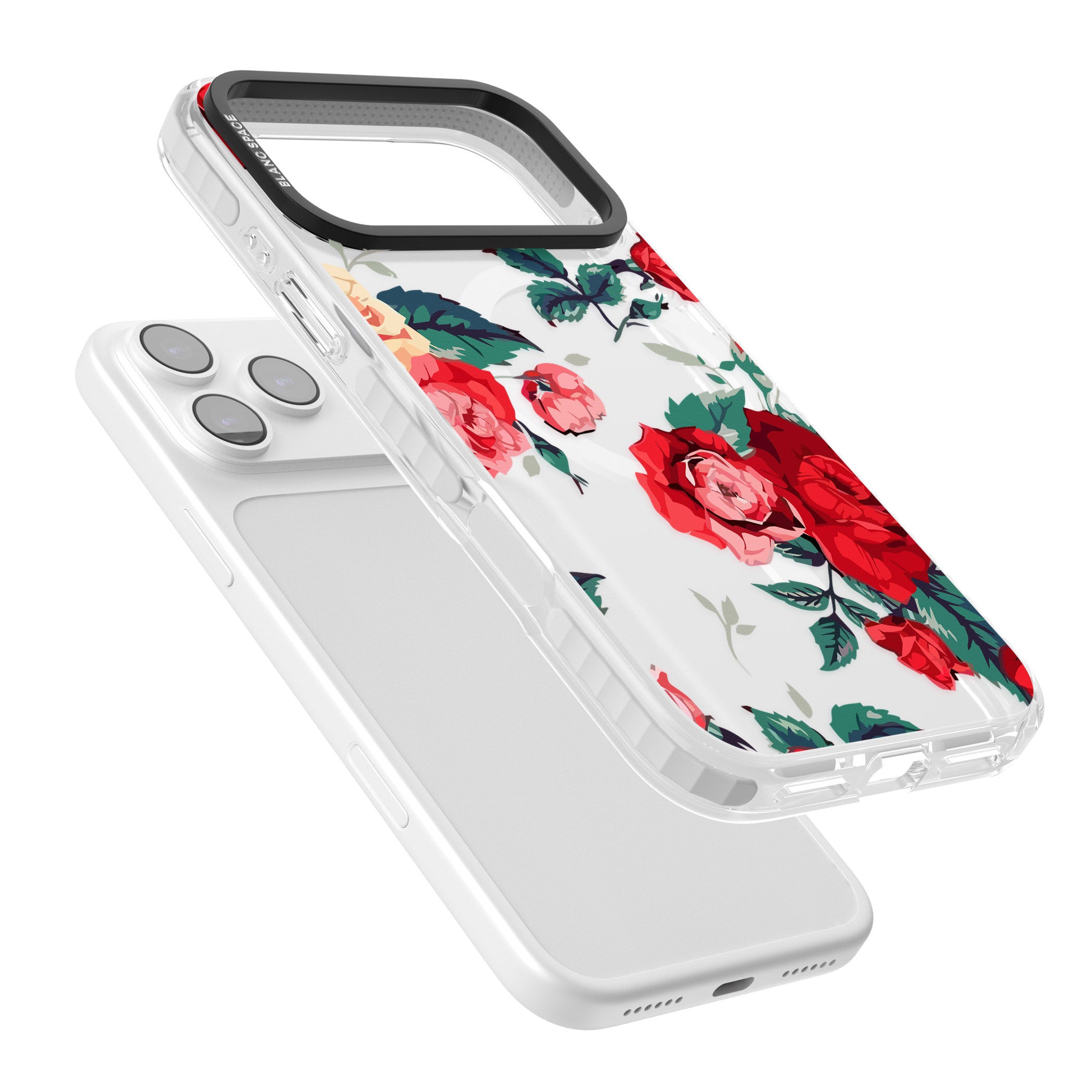 Rose Pattern iPhone 17 Pro Impact Pro Clear Phone Case Colours